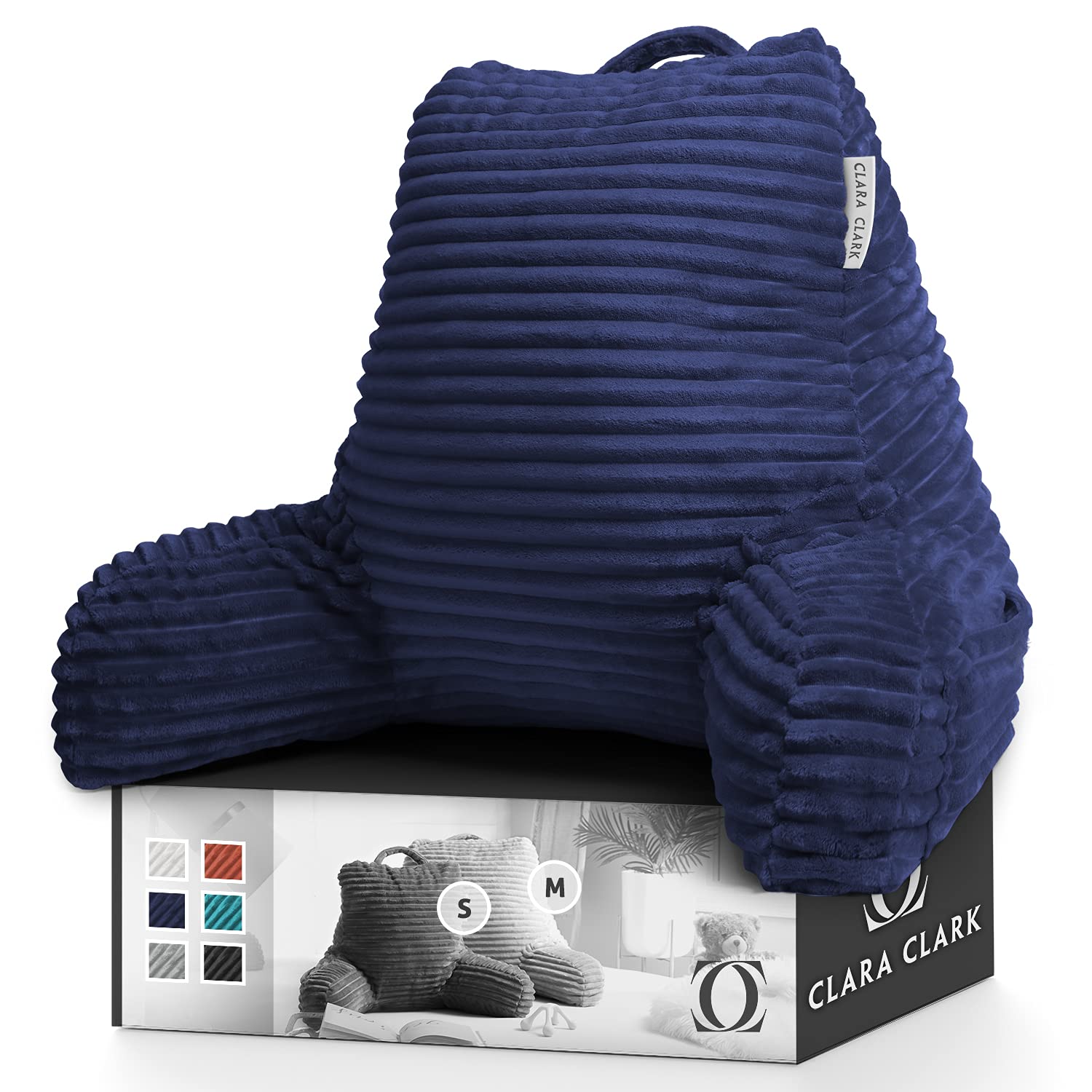 Foto 2 pulgar | Almohada De Lectura Clara Clark Cut  Felpa A Rayas  Para Niños  Azul Marino - Venta Internacional.