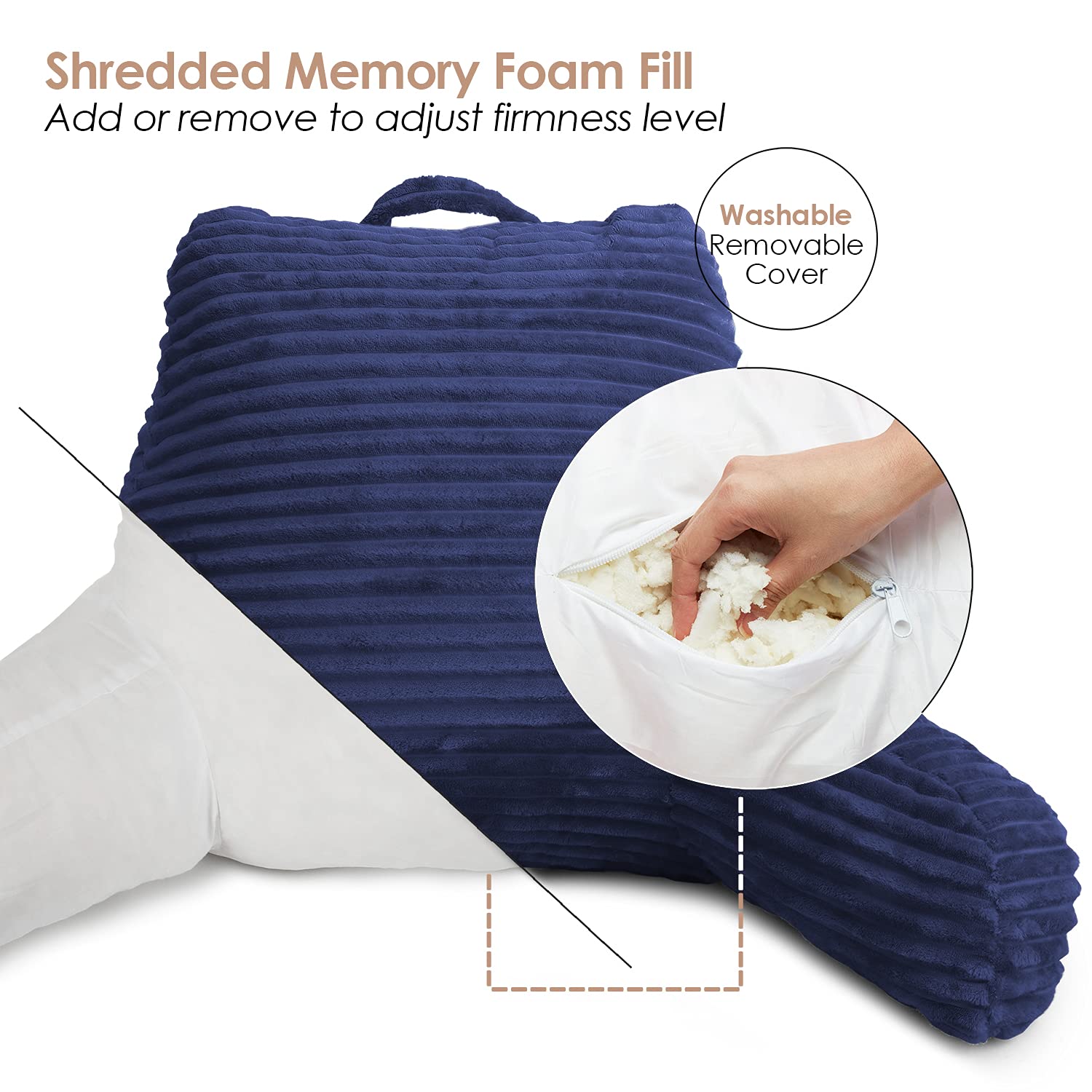 Foto 4 | Almohada De Lectura Clara Clark Cut  Felpa A Rayas  Para Niños  Azul Marino - Venta Internacional.