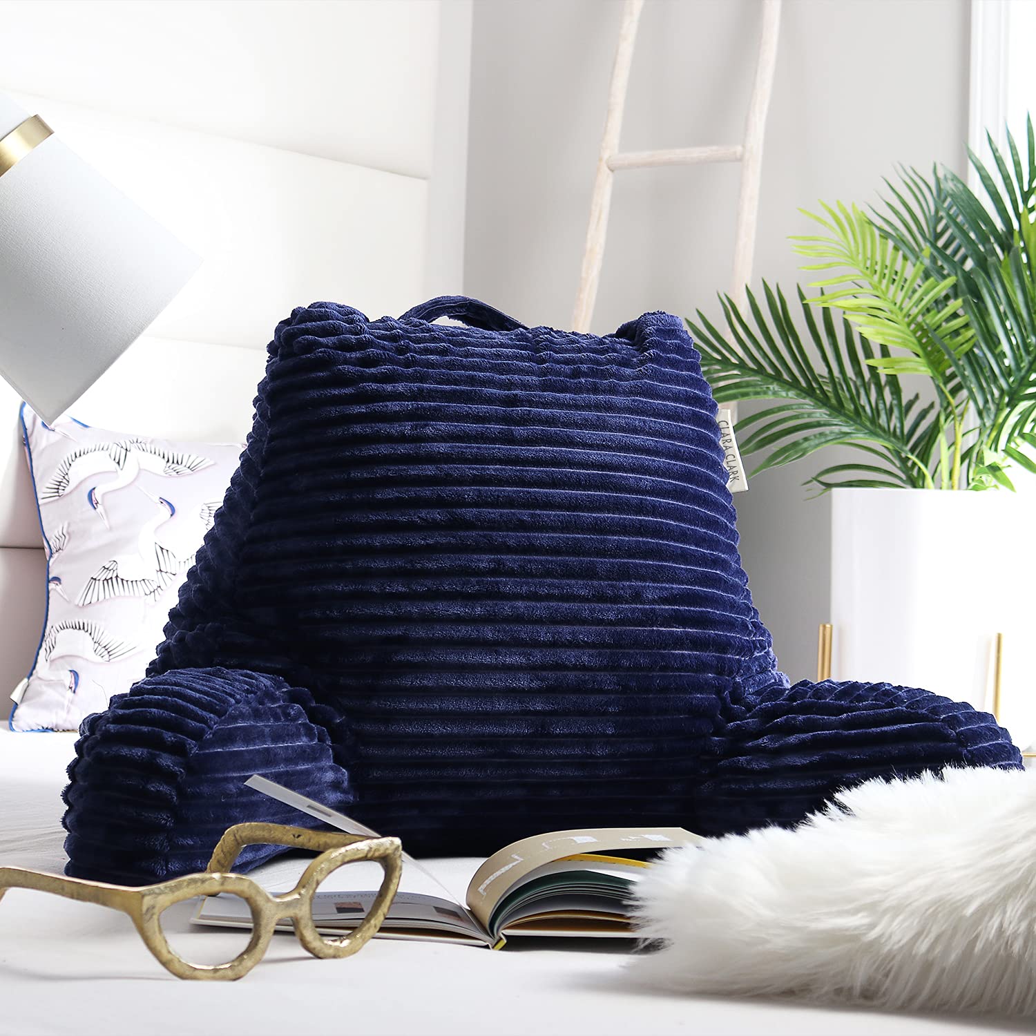 Foto 5 | Almohada De Lectura Clara Clark Cut  Felpa A Rayas  Para Niños  Azul Marino - Venta Internacional.
