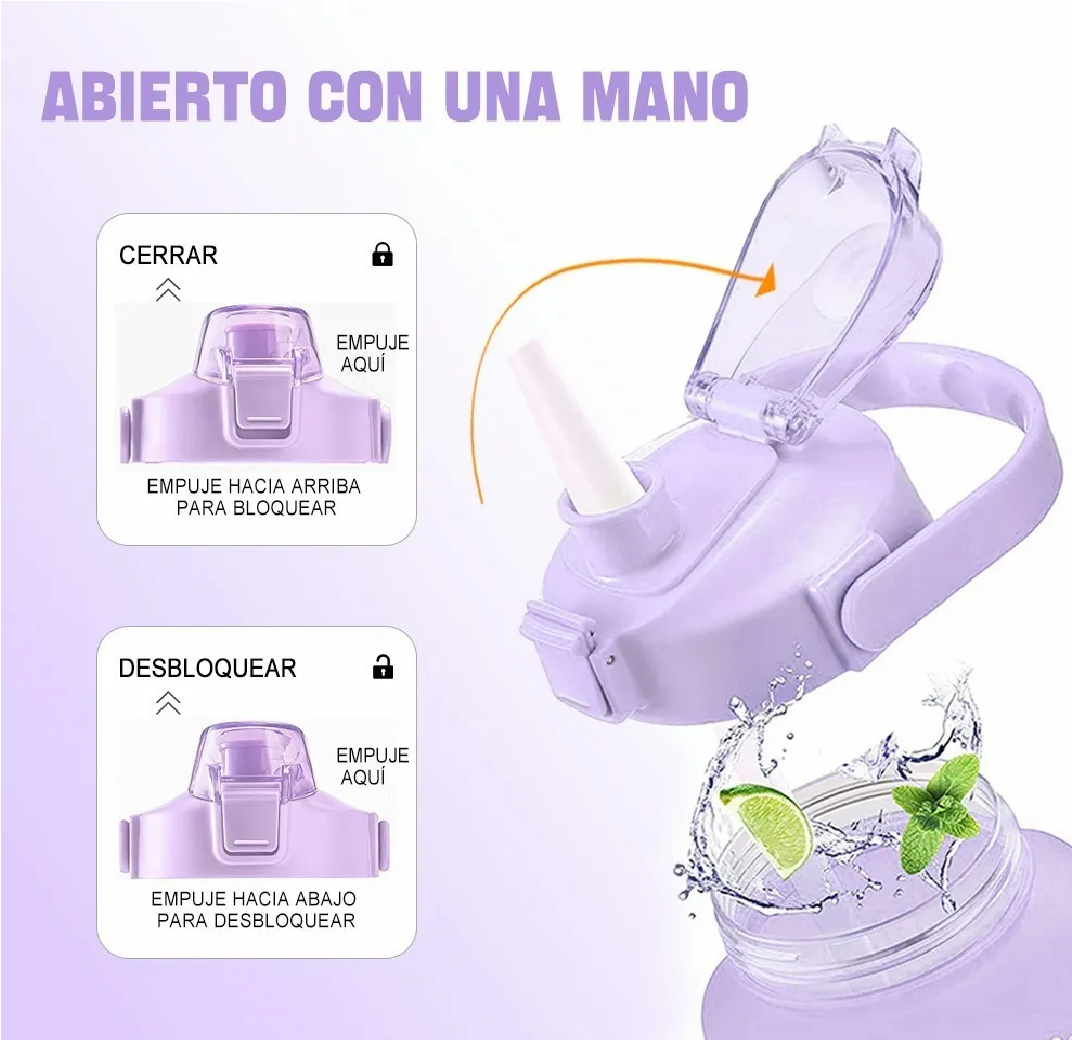 Foto 4 pulgar | Botella de Agua Motivadora 2 Litros con Marcador de Tiempo