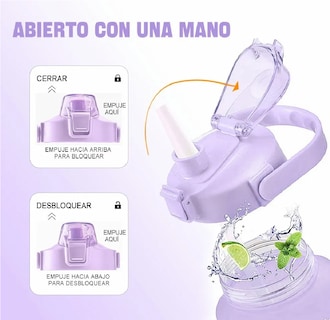 Foto 3 | Botella de Agua Motivadora 2 Litros con Marcador de Tiempo