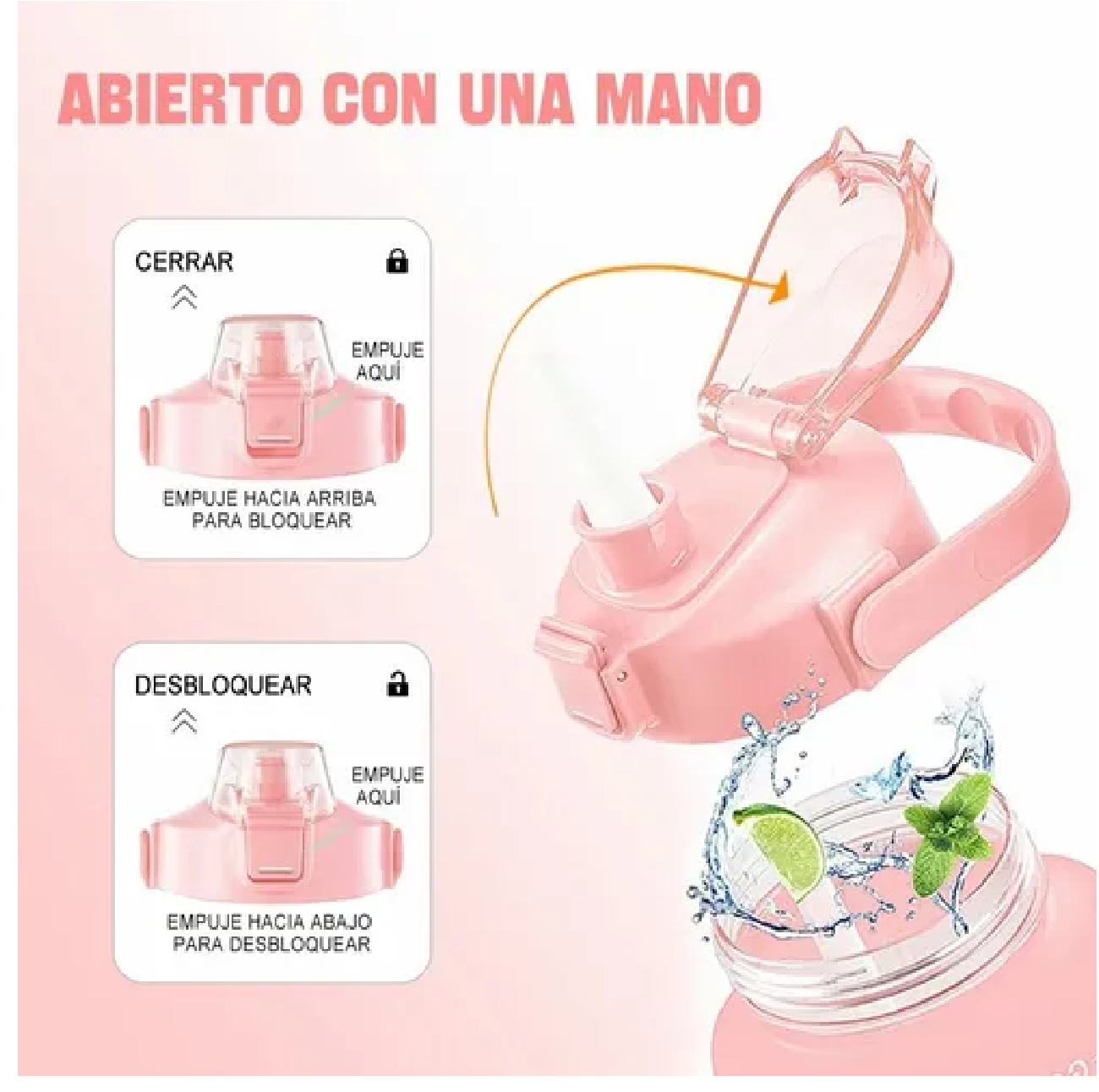 Foto 4 pulgar | Botella de Agua Motivadora Eo Safe Importers 2 Litros color Rosa