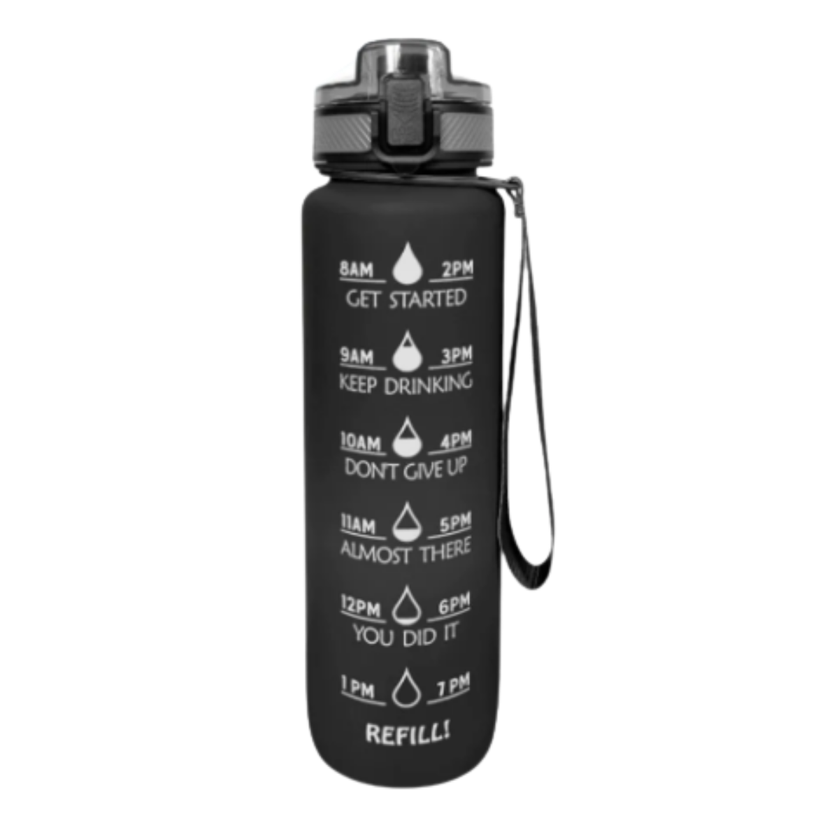 Botella De Agua Deportiva A Prueba De Fugas Sin Bpa 32 Oz Malubero color Negro