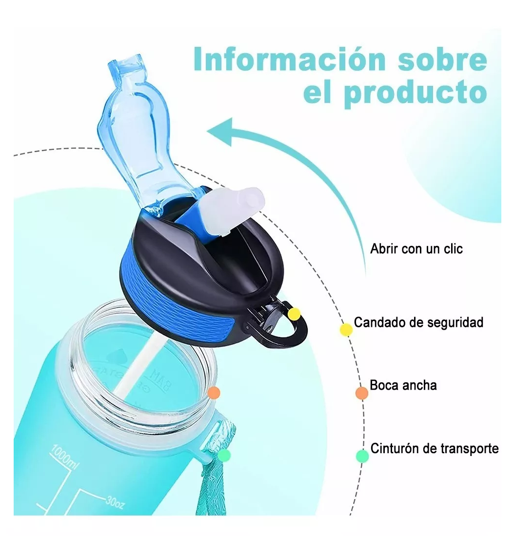 Foto 4 pulgar | Botella De Agua Belug Motivadora 1 Litros Con Marcador De Tiempo color Azul-violeta