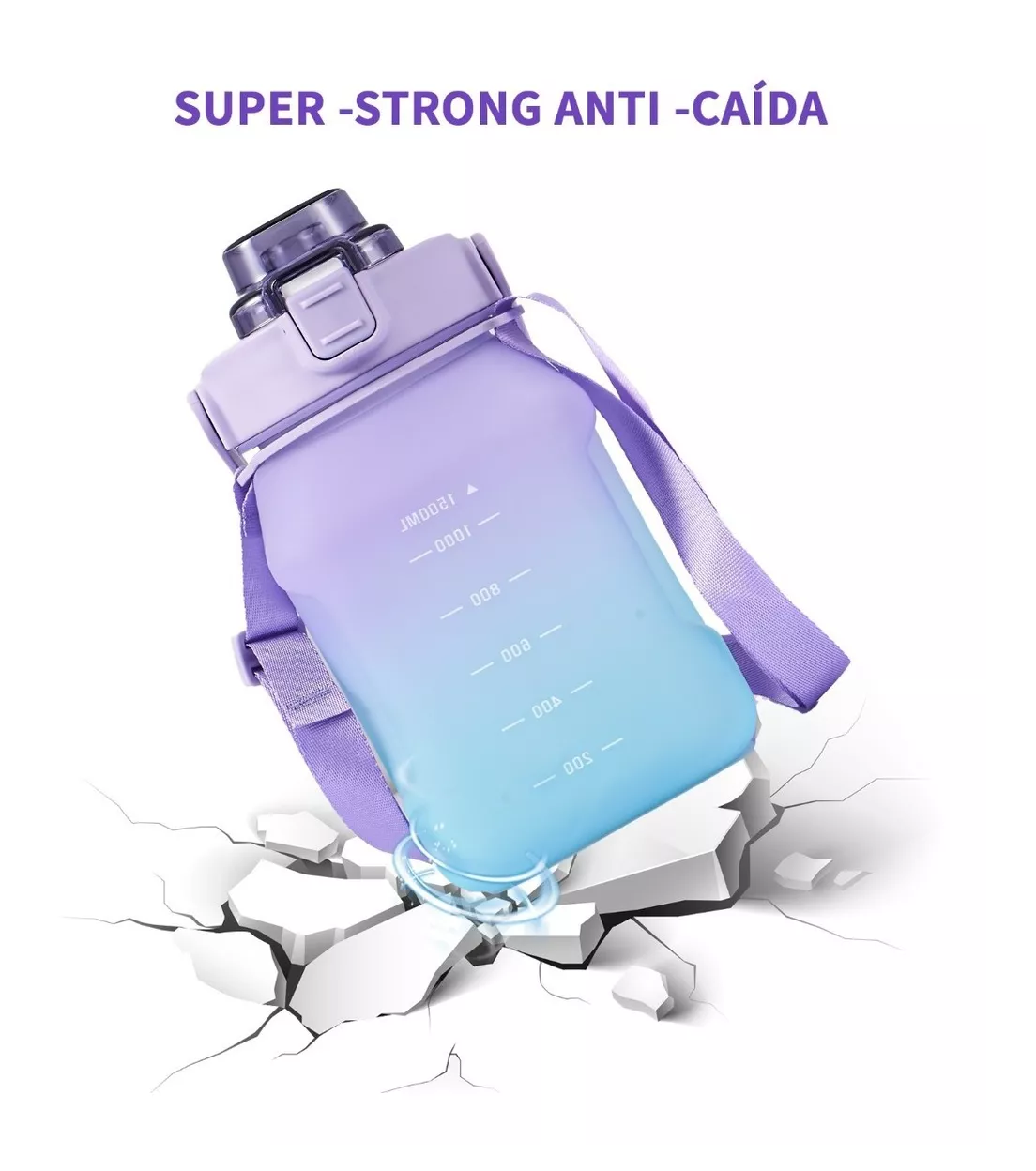 Foto 4 pulgar | Botella de Agua BELUG color Violeta Deportiva de Gran Capacidad 1.5 L con Correa