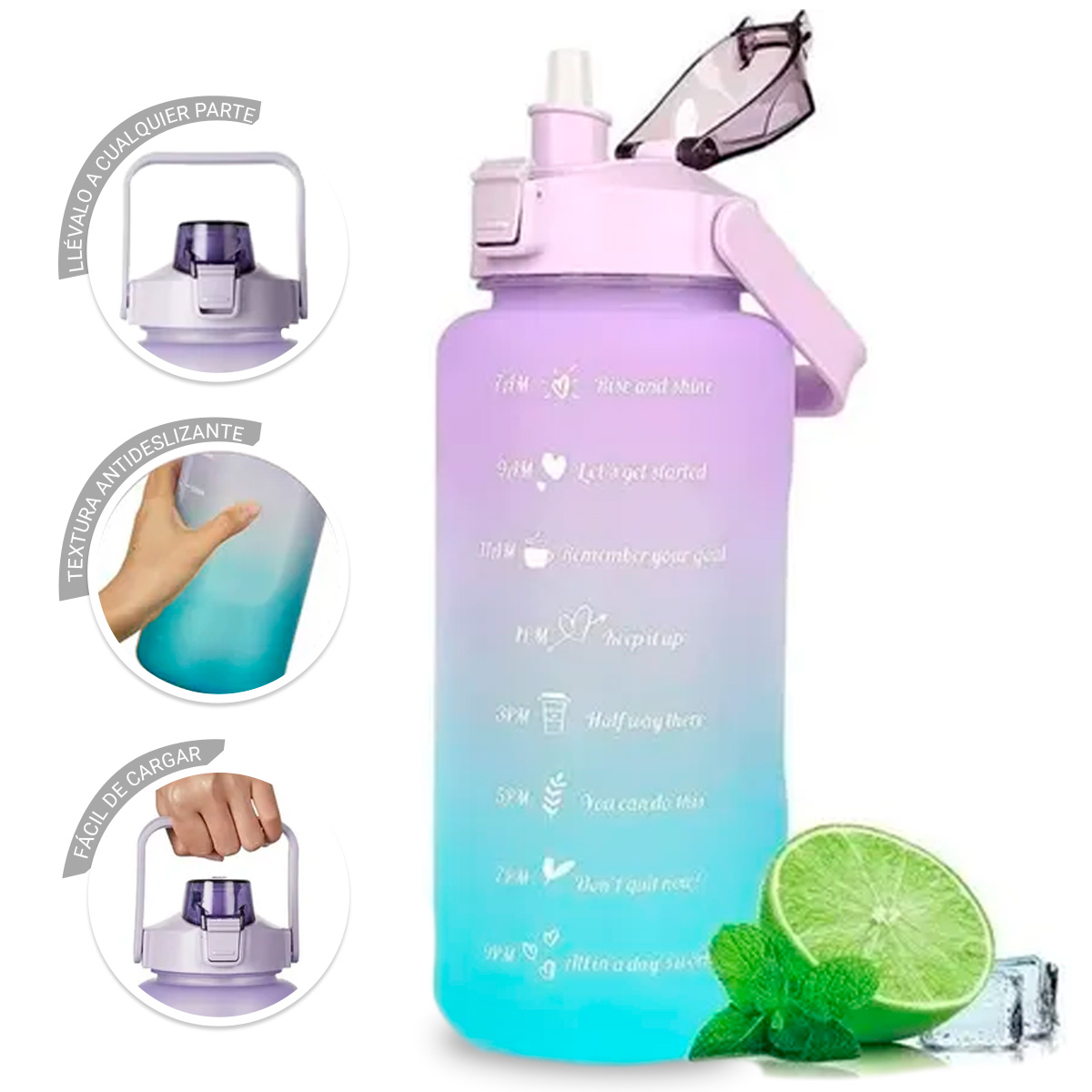 Foto 5 pulgar | Botella de Agua Deportiva Shendy Vendy 159 color Púrpura Motivacional 1.5 L Gran Capacidad