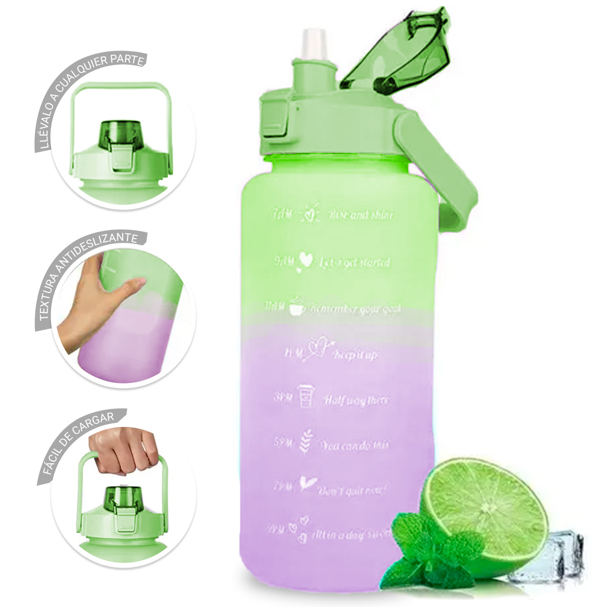 Foto 5 pulgar | Botella de Agua Deportiva Shendy Vendy 159 color Verde Motivacional 1.5 L Gran Capacidad