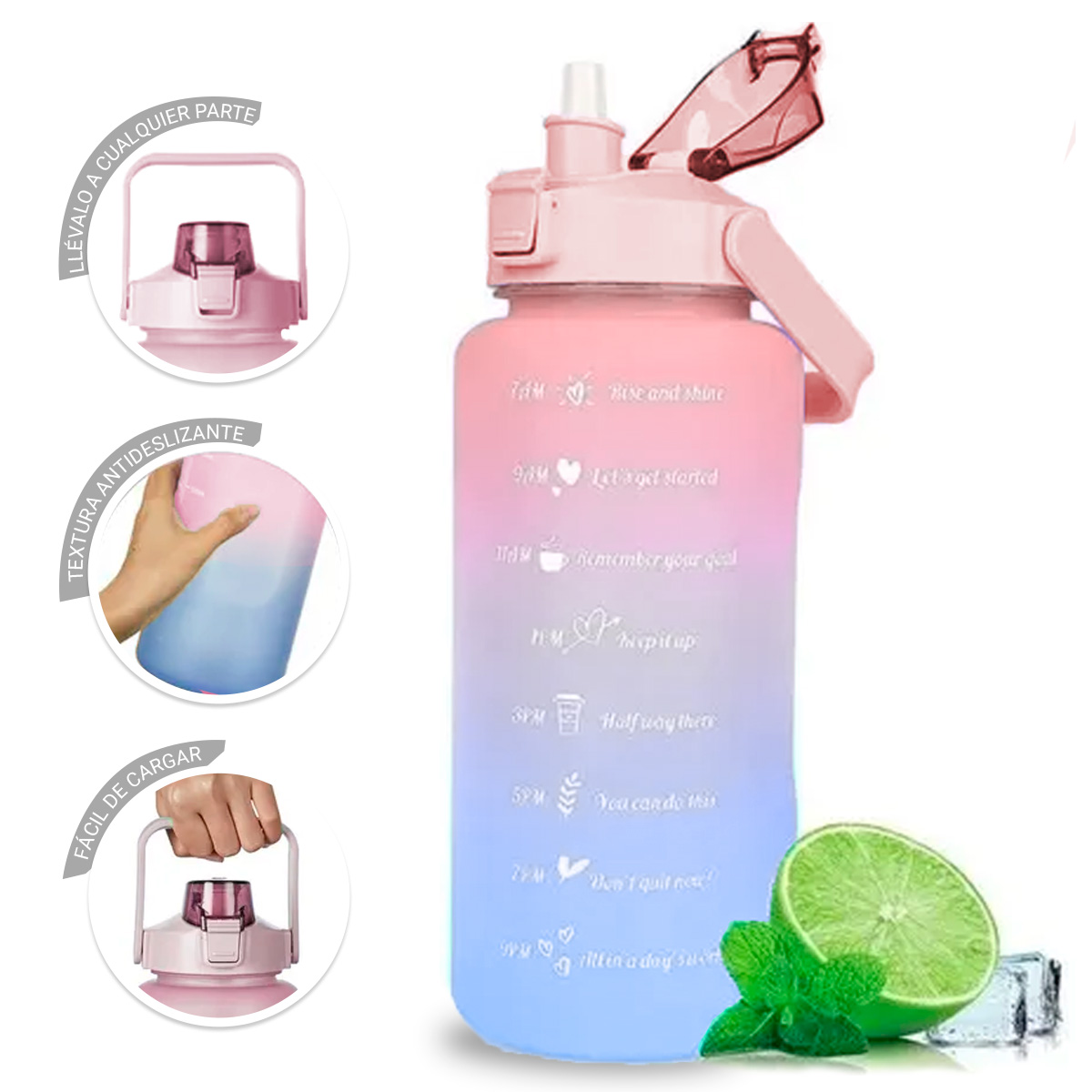 Foto 5 pulgar | Botella de Agua Deportiva Shendy Vendy 159 color Rosa Motivacional 1.5 L Gran Capacidad