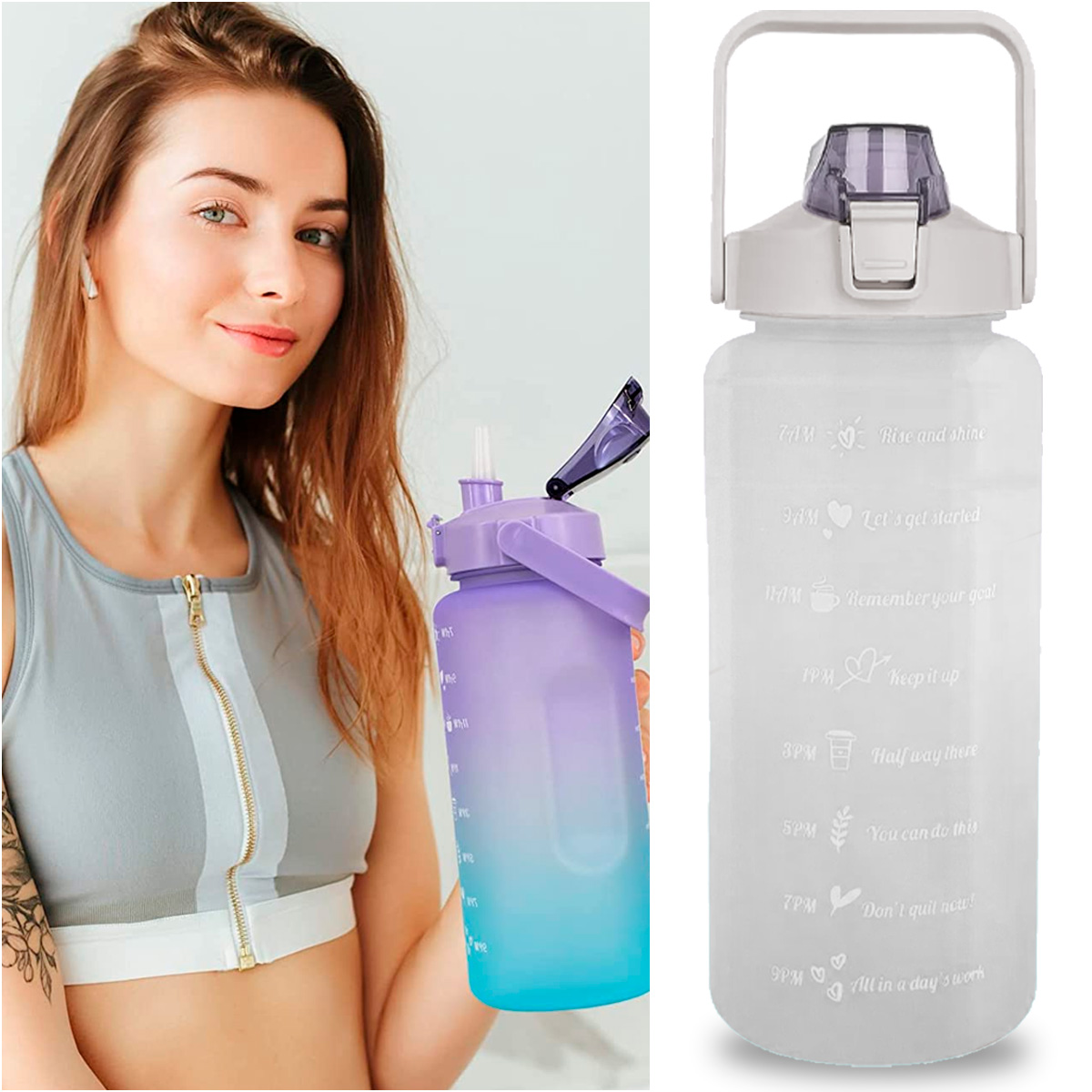 Foto 4 pulgar | Botella de Agua Deportiva Shendy Vendy 159 Transparente Motivacional 1.5 L Gran Capacidad