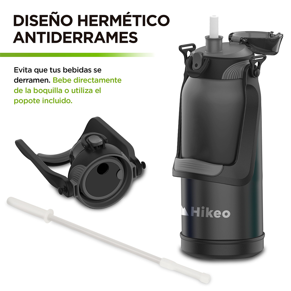 Foto 7 | Termo Hikeo de Acero Inoxidable color Negro de 2 L