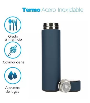 Foto 3 pulgar | Termo Acero Inoxidable 500 Ml Diseño Elegante Hermético color Azul