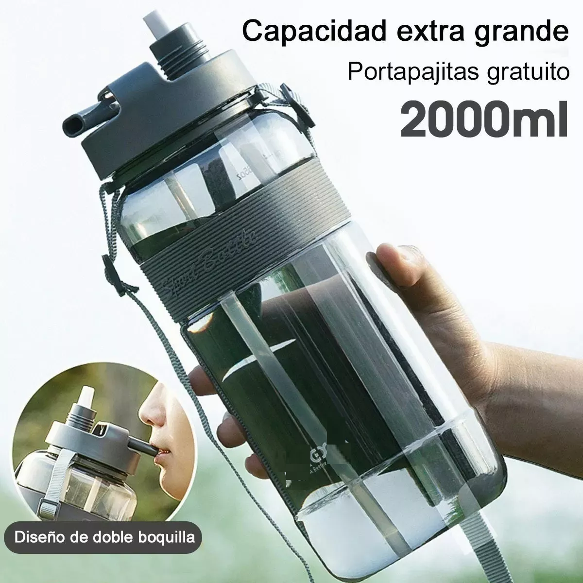 Foto 2 | Botella de Agua Eo Safe Imports Esi10397 Gris de 2000 Ml