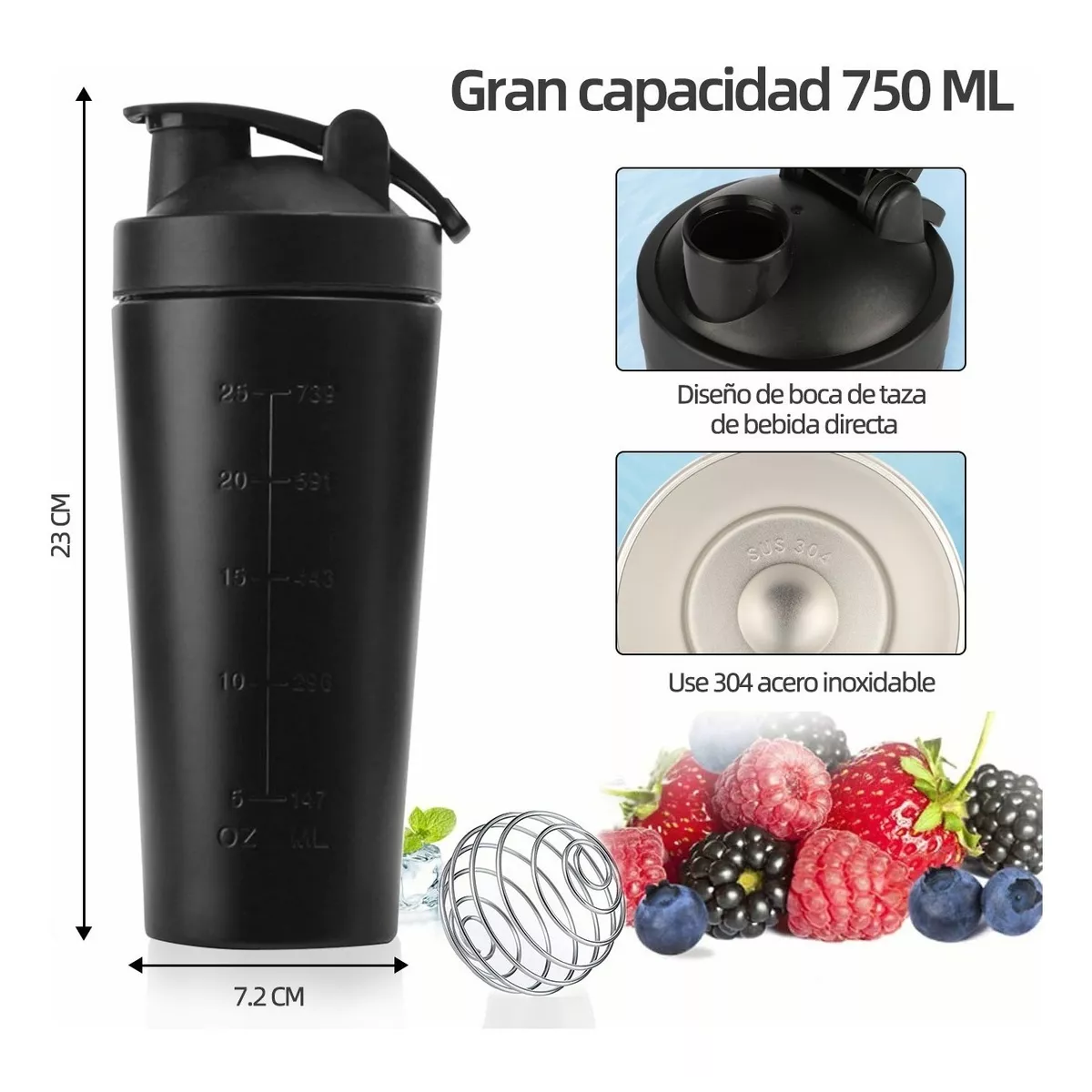 Foto 3 pulgar | Vaso Shaker de Acero Inoxidable para Gym Eo Safe Imports Esi-10727 Negro