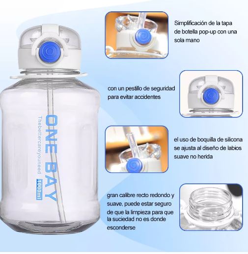 Foto 4 pulgar | Botella De Agua Deportiva Tranasparente 1l