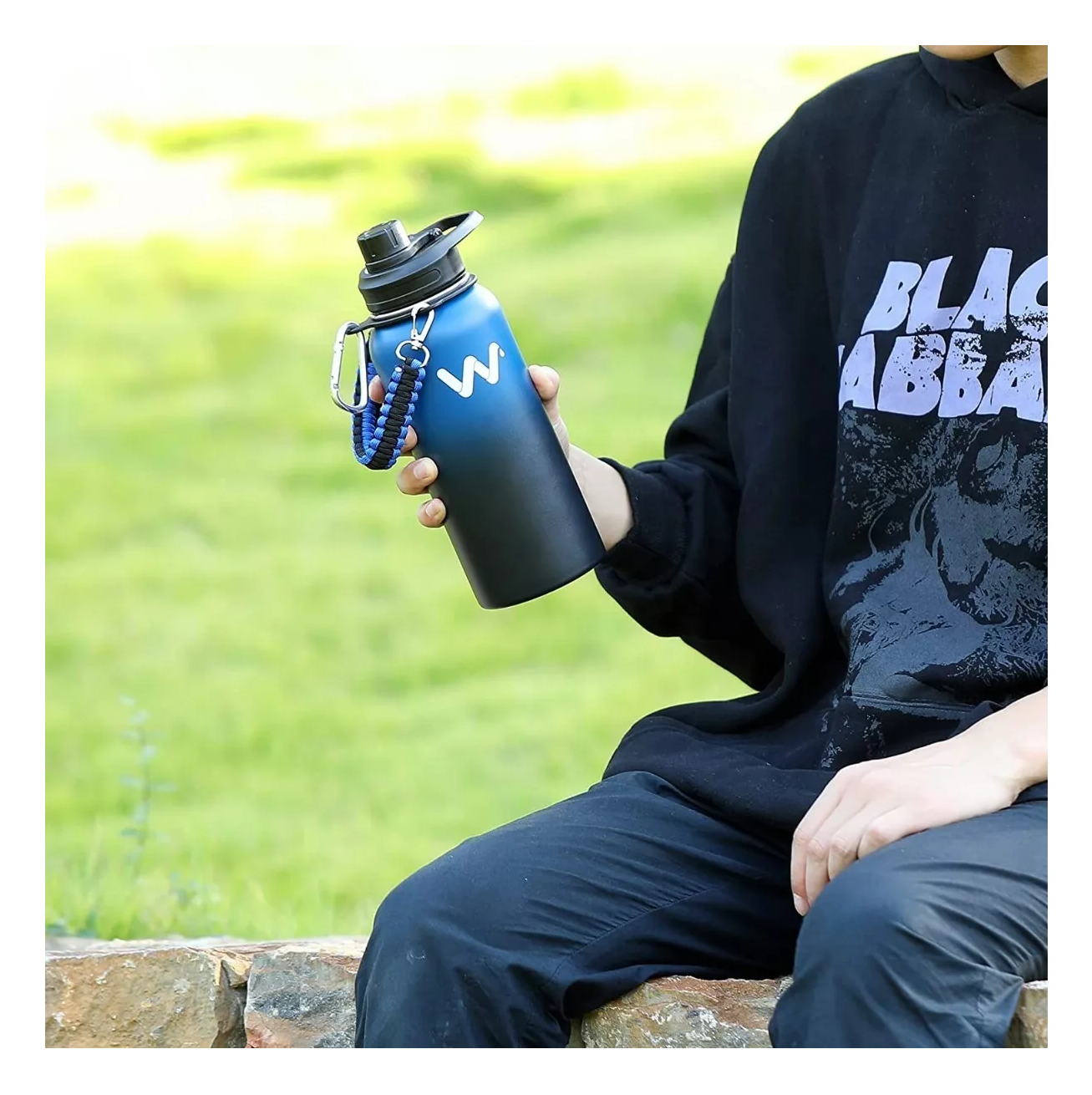 Foto 6 pulgar | Termo Botella Werewolves Azul-Negro Acero Inoxidable 32 Oz