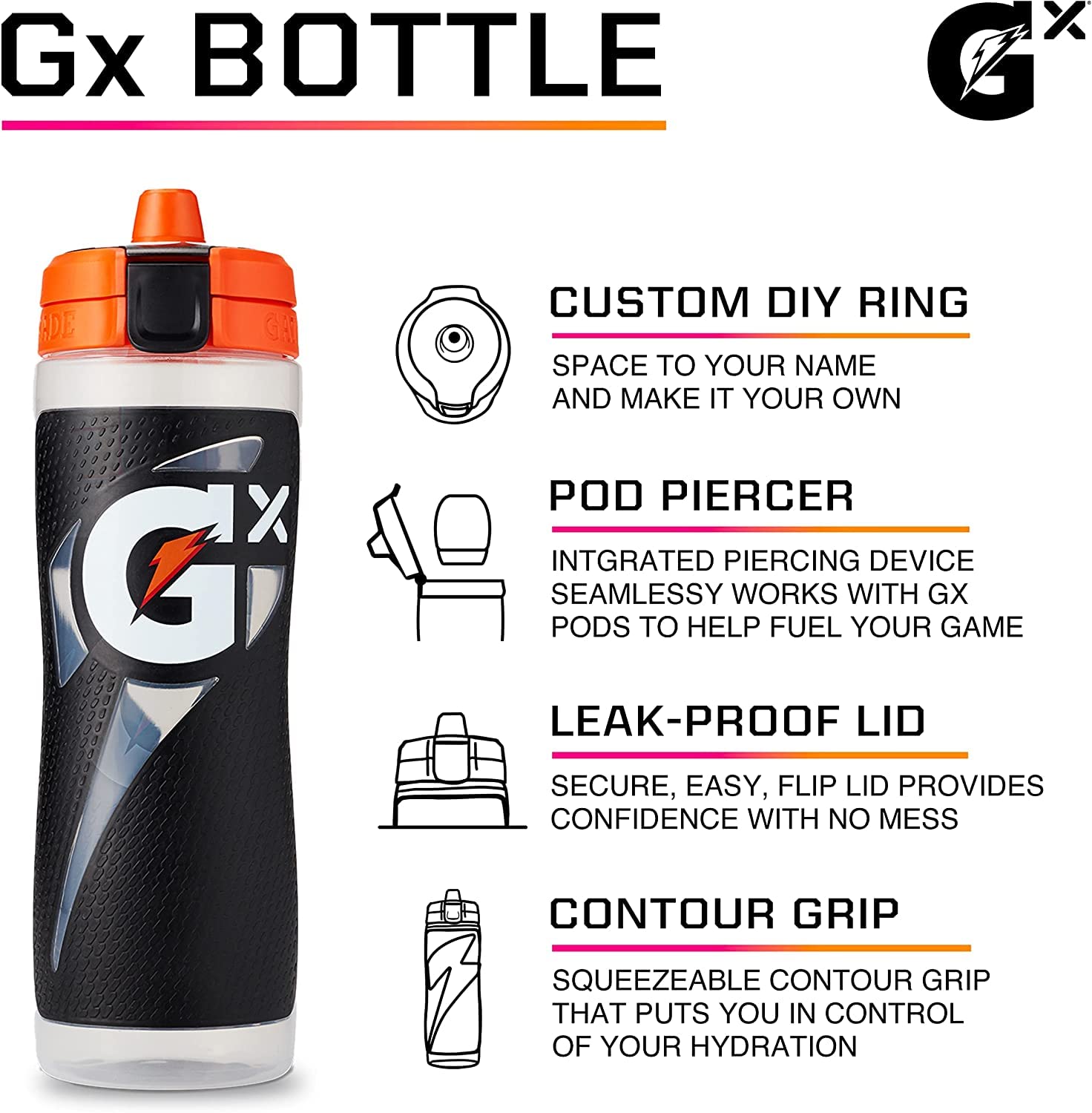 Foto 3 pulgar | Venta Internacional - Botella Gatorade Gx Marble Black de 900 ml