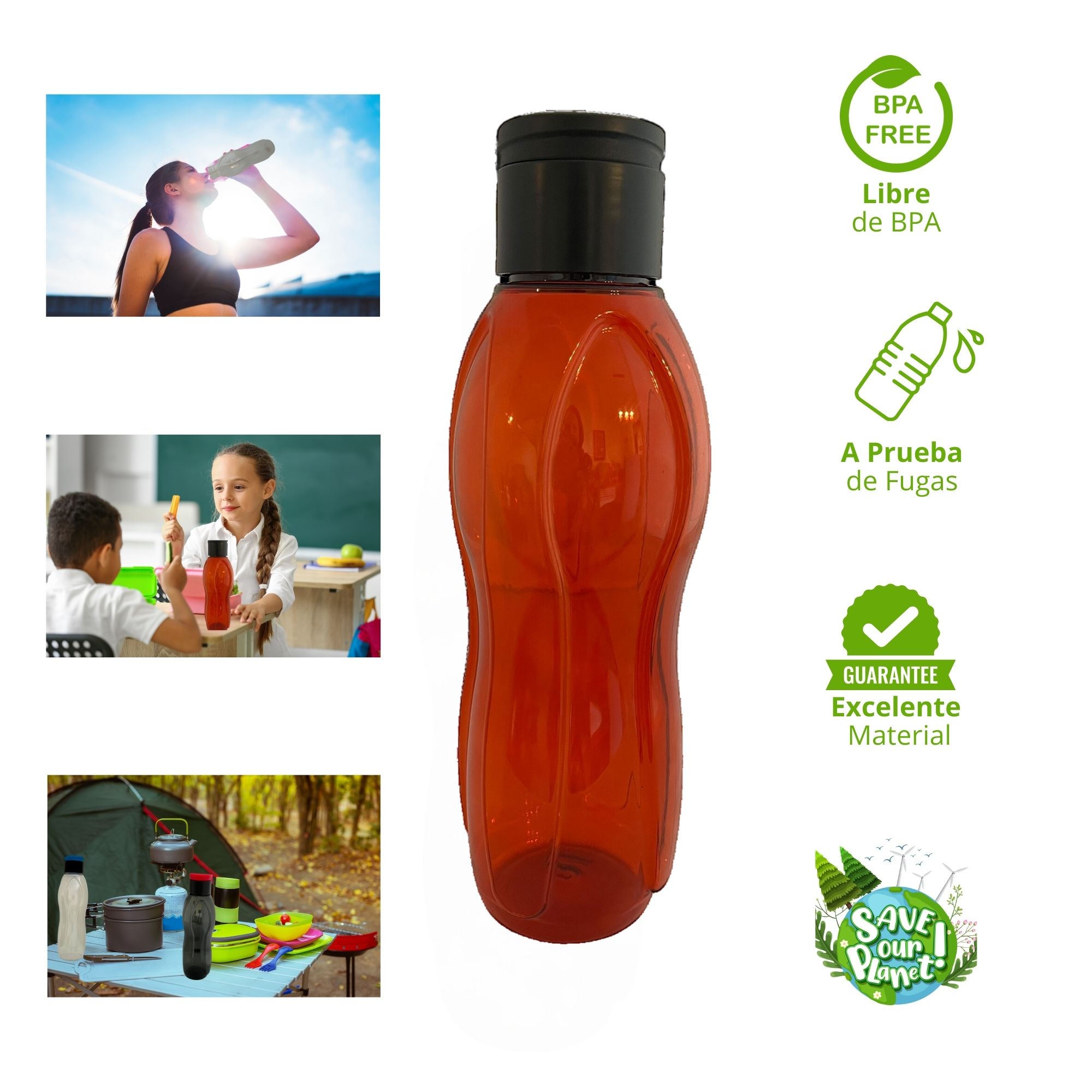 Foto 4 pulgar | Botella De Agua D. El Alquimista De 1 Litro, Diseño Moderno Color Rojo.  - Ideal Para Deportes Y Actividades Al Aire