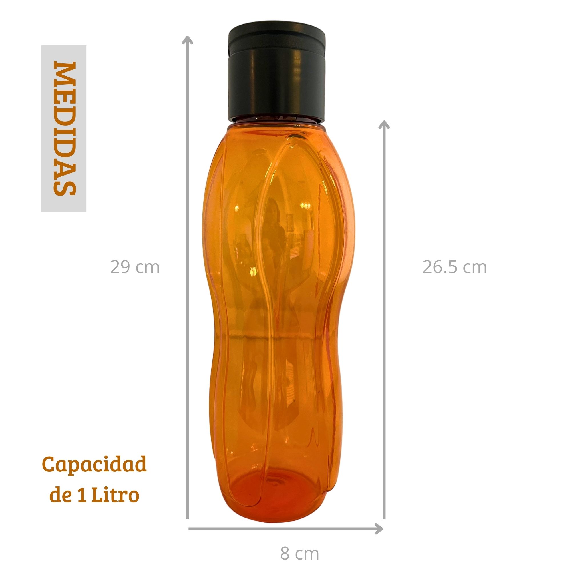 Foto 3 pulgar | Botella De Agua D. El Alquimista De 1 Litro, Diseño Moderno Color Naranja.  - Ideal Para Deportes Y Actividades A