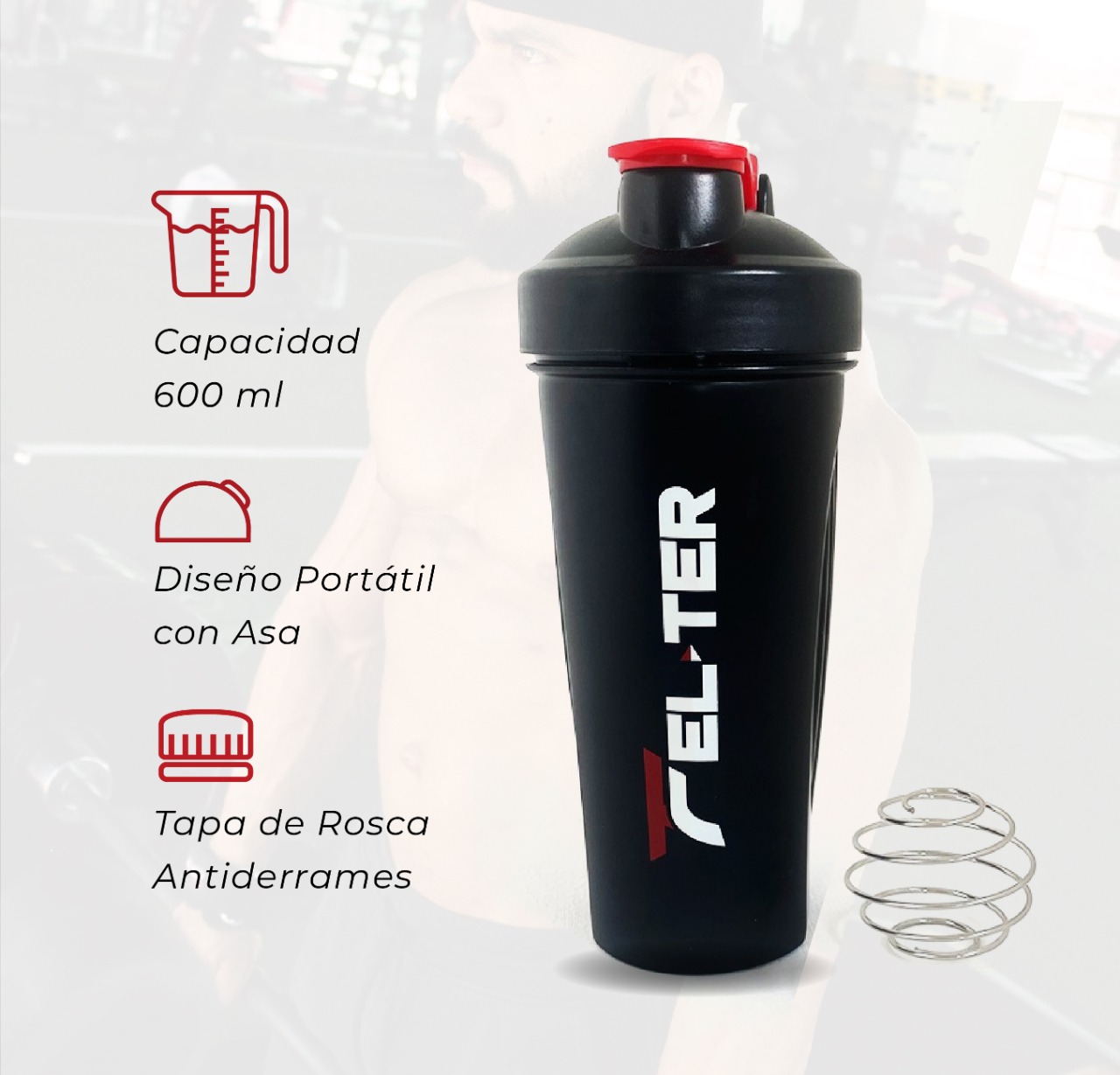 Foto 5 pulgar | Shaker Mezcladora Con Batidora De Acero Inoxidable Felter Fitness De 750ml