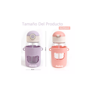 Foto 2 | Botellas de Agua Portátil con Correa y Funda Happy 2 Piezas