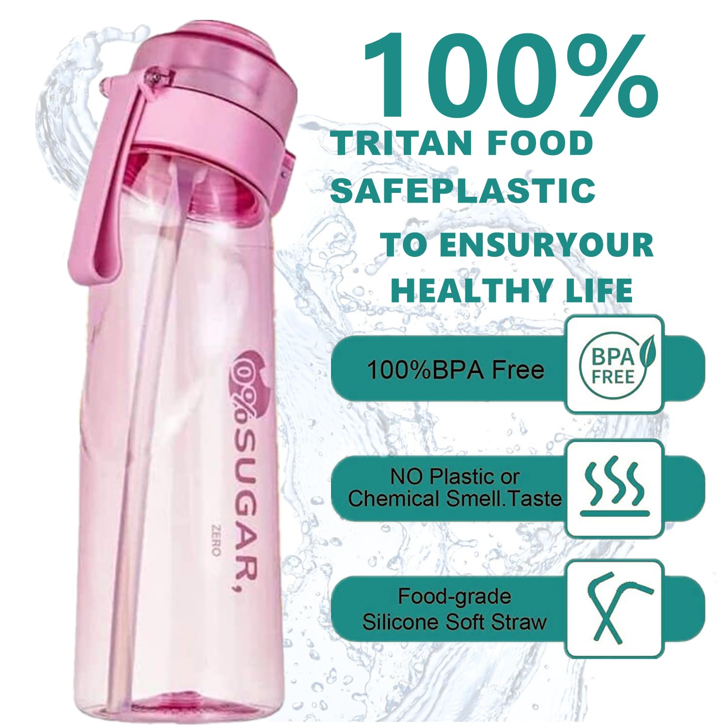 Foto 3 pulgar | Botella De Agua Con 7 Cápsulas De Sabor, 650 Ml, Sin Bpa, Rosa - Venta Internacional.