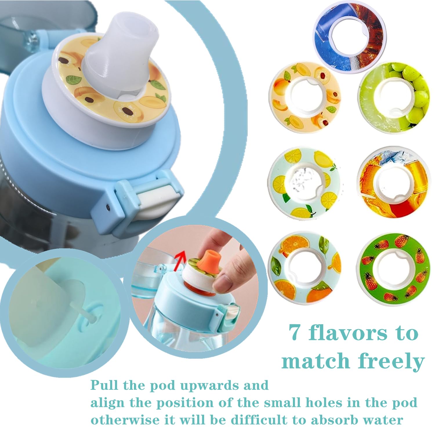 Foto 6 pulgar | Botella De Agua Con 7 Cápsulas De Sabor, 650 Ml, Sin Bpa, Rosa - Venta Internacional.