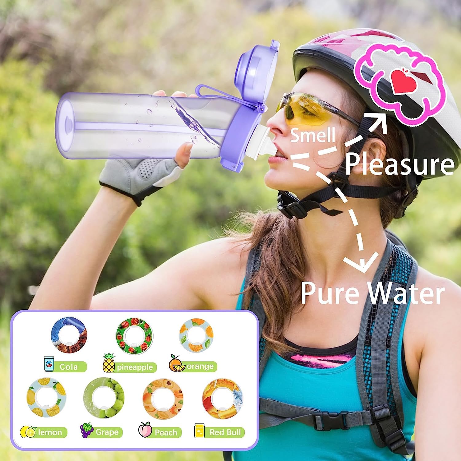 Foto 7 pulgar | Botella De Agua Con 7 Cápsulas De Sabor, 650 Ml, Sin Bpa, Rosa - Venta Internacional.