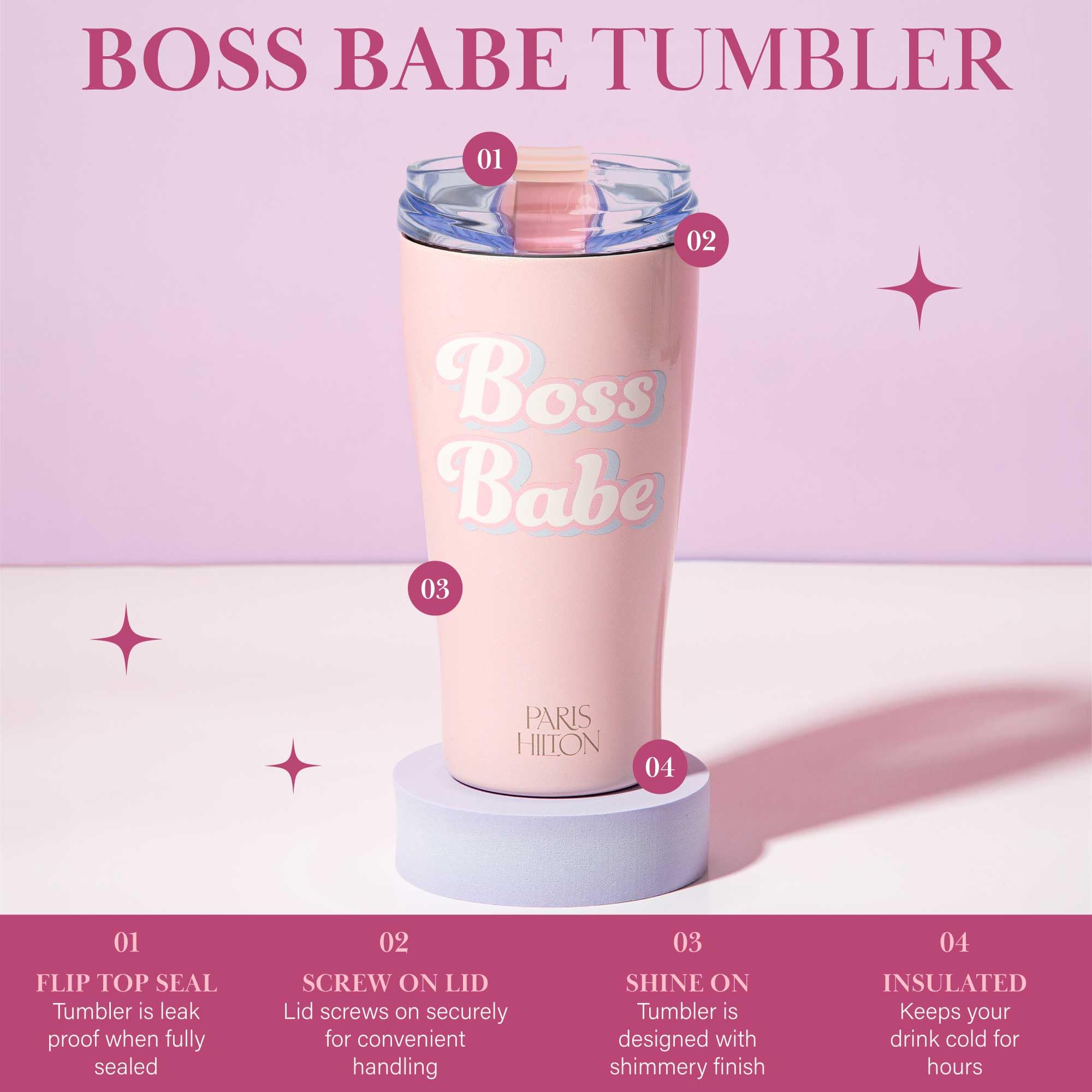 Foto 3 pulgar | Botella de Agua Aislante Paris Hilton Boss Babe de 600 Ml color Rosa - Venta Internacional