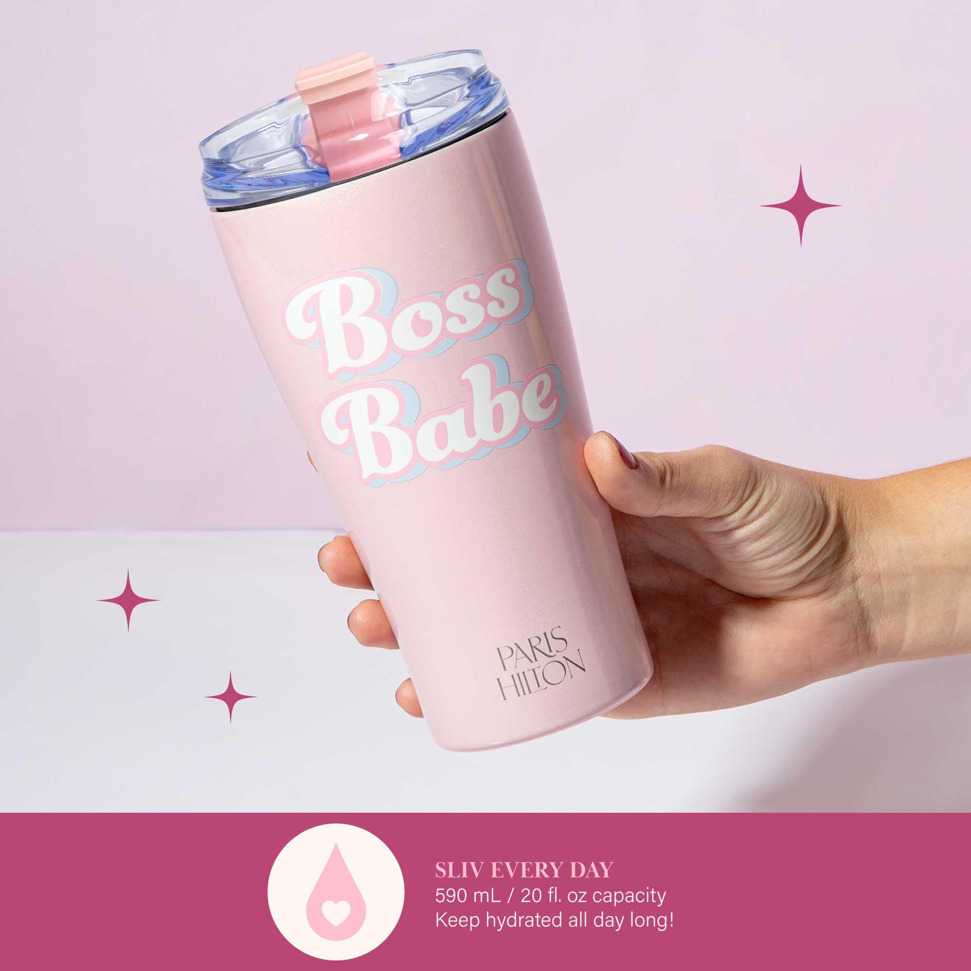 Foto 7 pulgar | Botella de Agua Aislante Paris Hilton Boss Babe de 600 Ml color Rosa - Venta Internacional