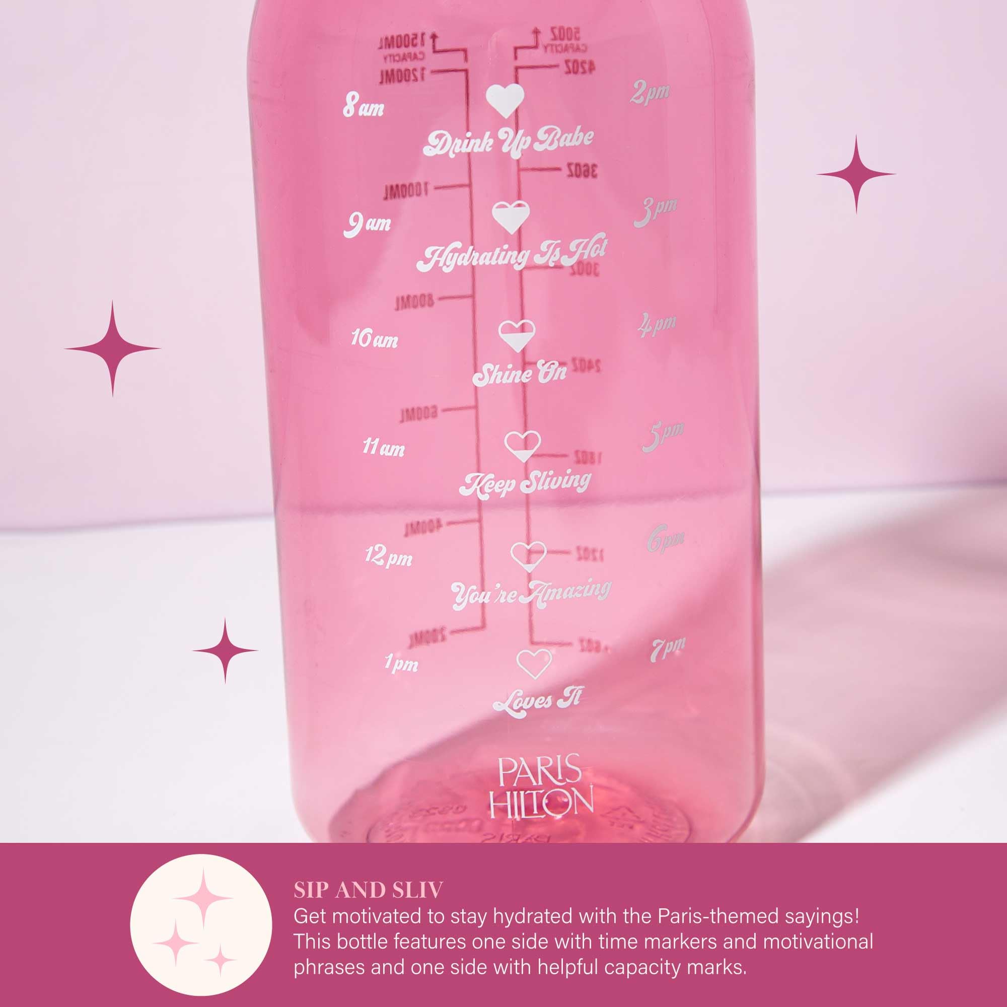 Foto 5 pulgar | Botella de Agua Paris Hilton Motivational 1.5 L con Color Rosa Pajizo - Venta Internacional