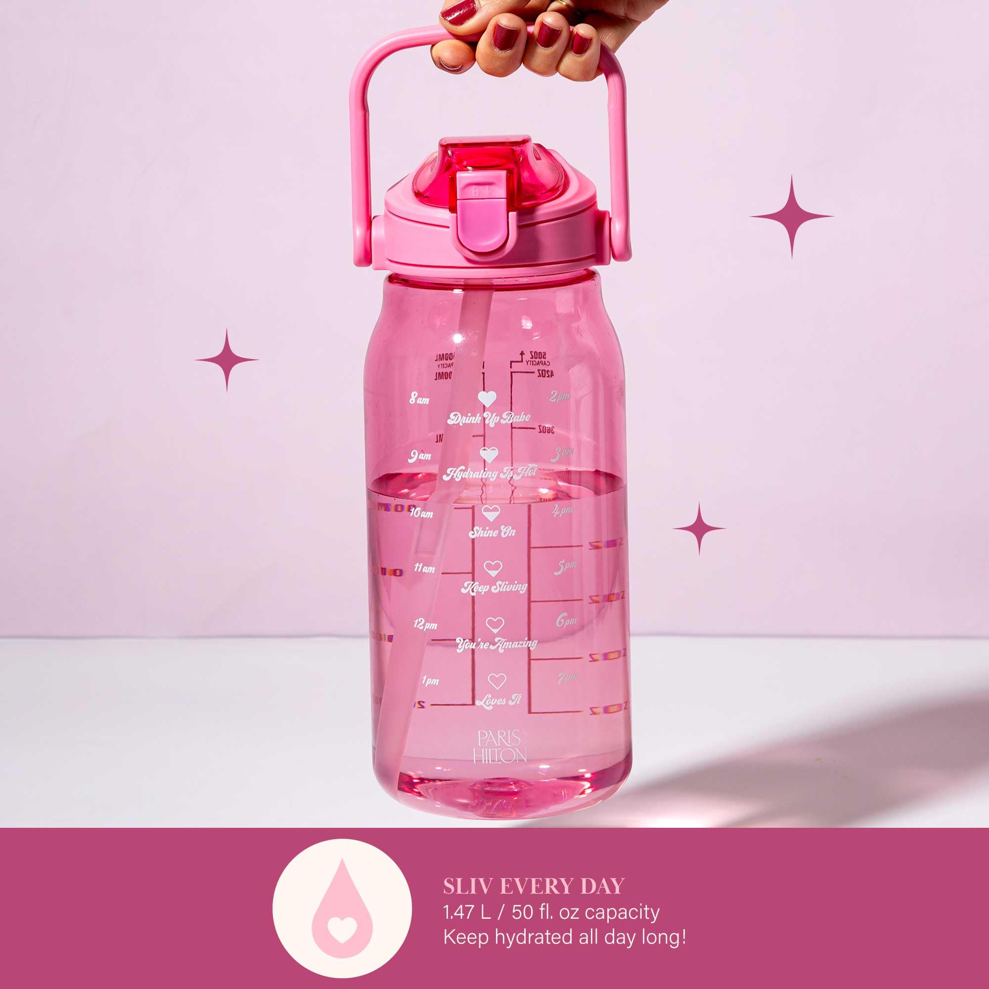 Foto 7 pulgar | Botella de Agua Paris Hilton Motivational 1.5 L con Color Rosa Pajizo - Venta Internacional