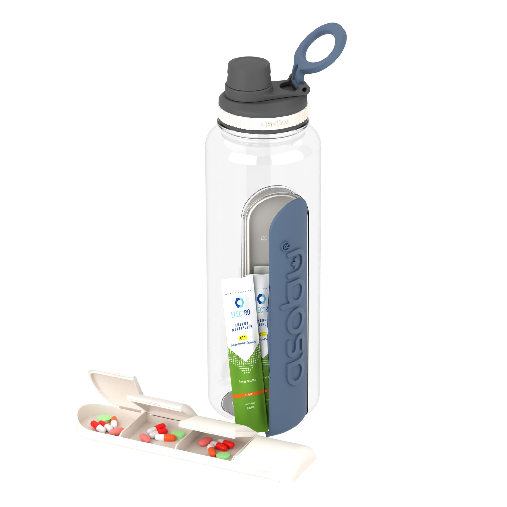 Botella De Agua Asobu Electrolyte Con Almacenamiento Tritan Blue De 1,2 Litros - Venta Internacional. $1,019