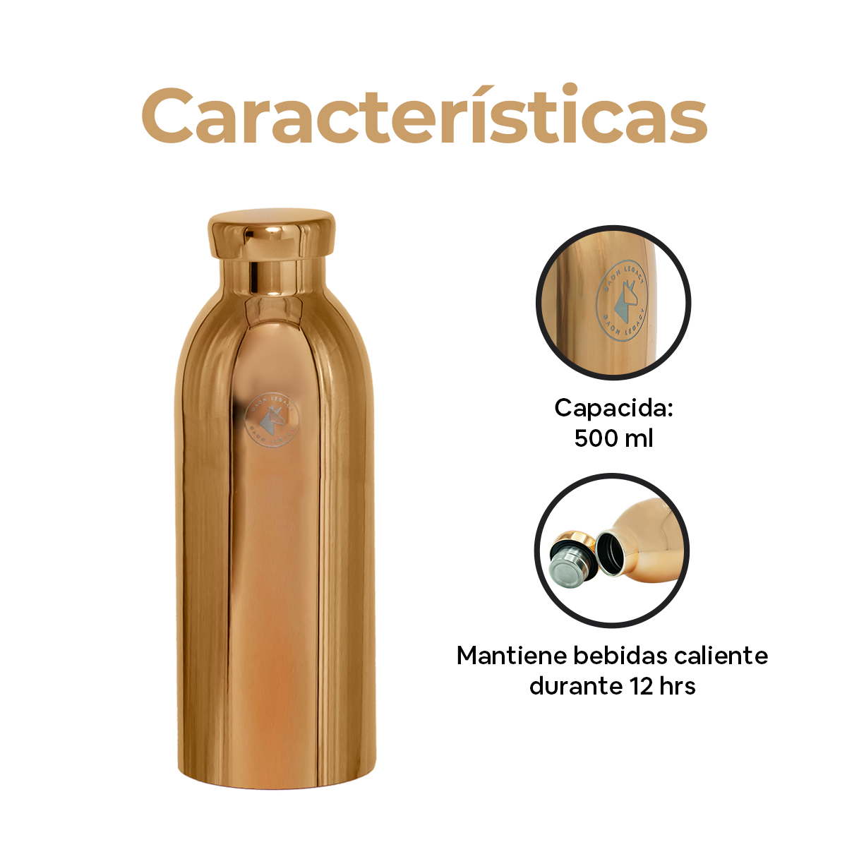 Foto 2 | Termo Acero Inoxidable con Tapa Hermetica 500ml  Oro Rosa