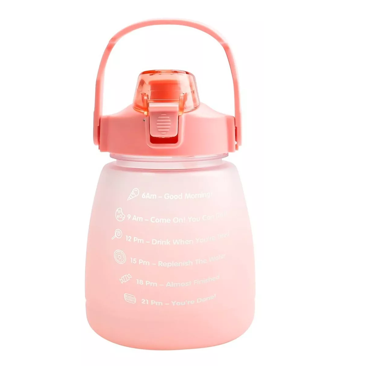 Botella Deportiva Motivacional Rosa 1 Lt a Prueba de Polvo y Fugas