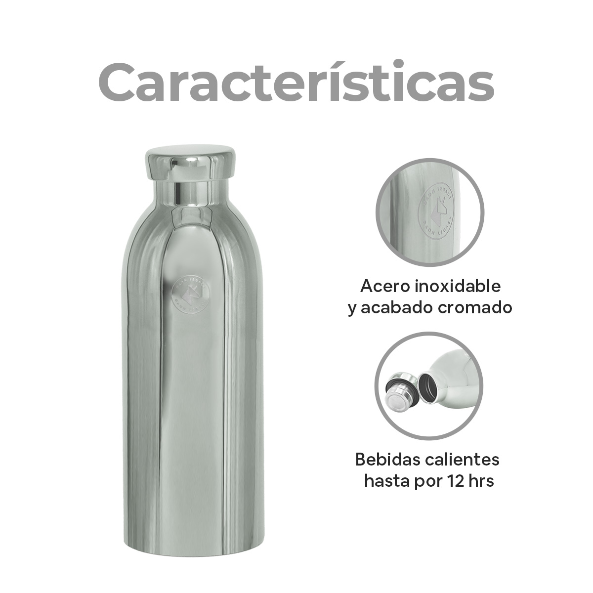 Foto 2 | Termo Acero Inoxidable con Tapa Hermetica 500ml  Plateado