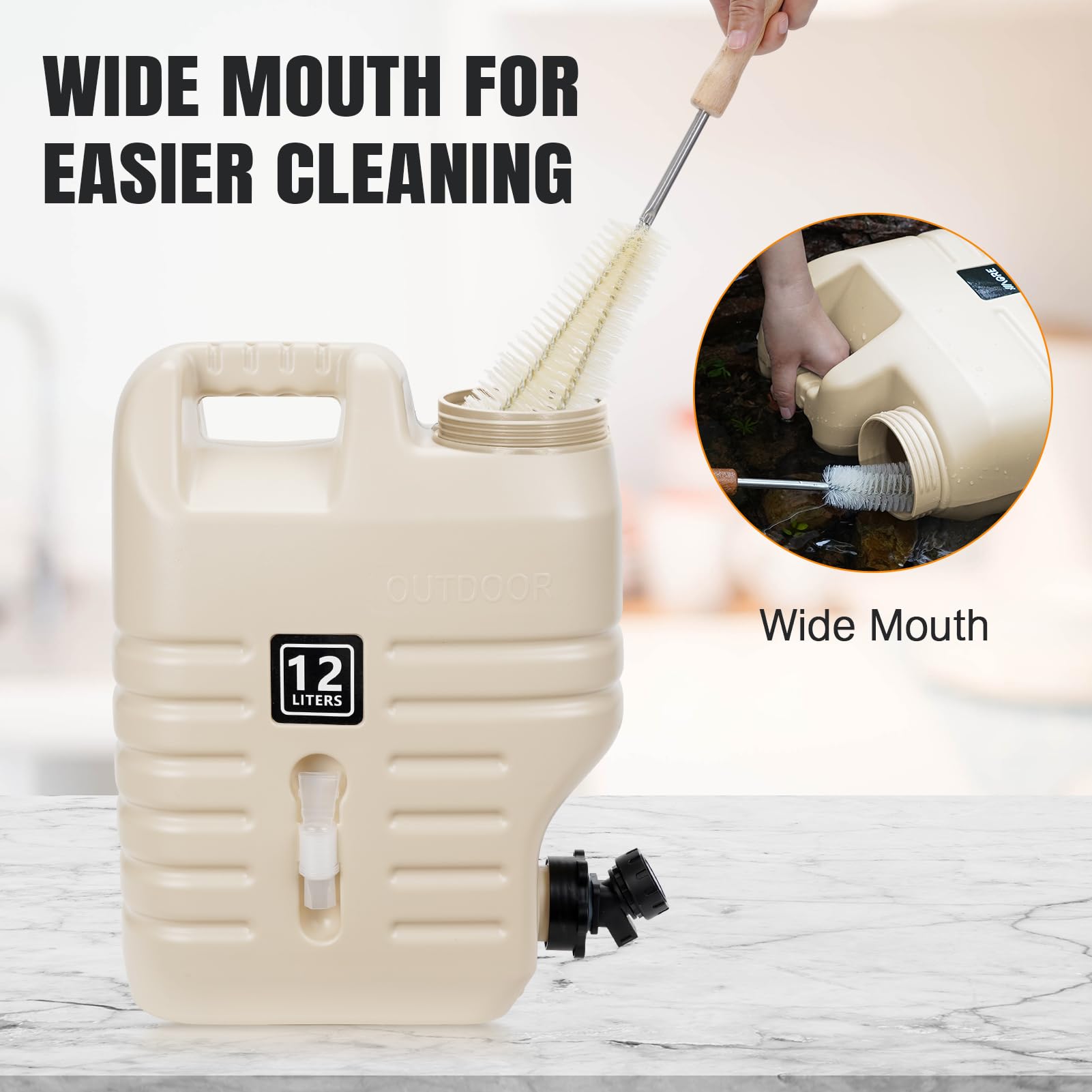 Foto 3 | Recipiente De Agua De 12 Litros Con Grifo Sin Bpa Para Acampar, Color Blanco - Venta Internacional.