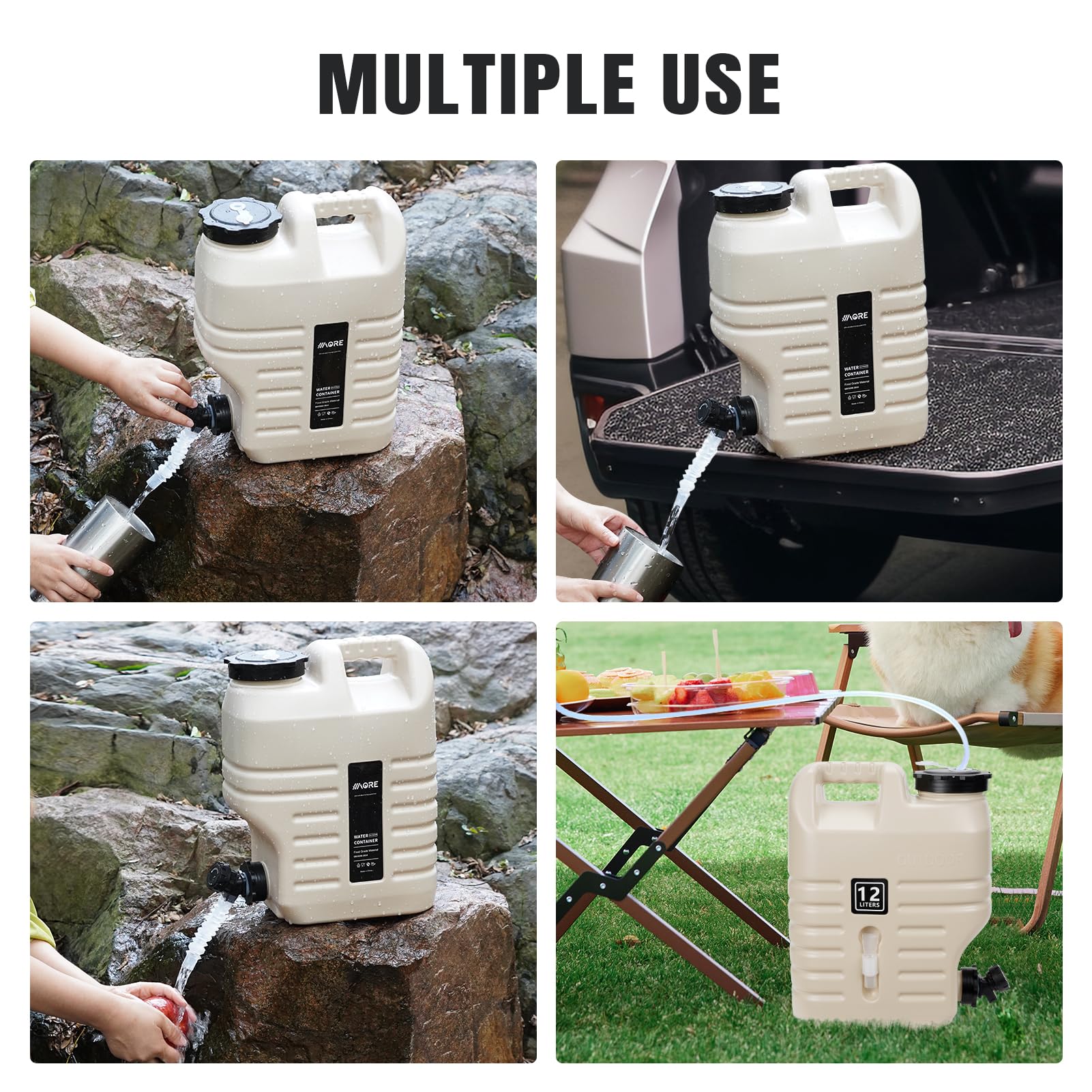 Foto 4 | Recipiente De Agua De 12 Litros Con Grifo Sin Bpa Para Acampar, Color Blanco - Venta Internacional.