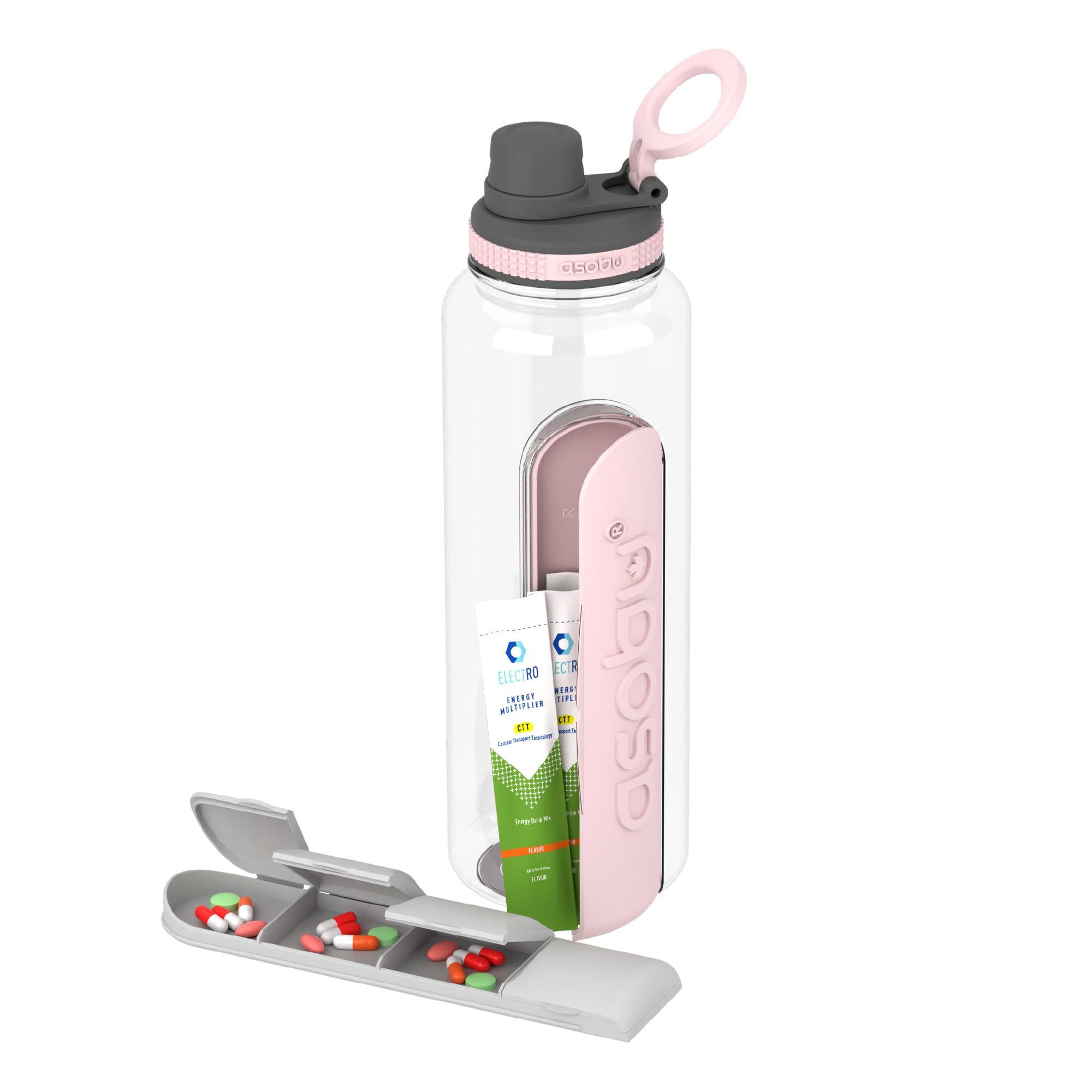 Foto 2 pulgar | Botella De Agua Asobu Electrolyte Con Almacenamiento Tritan Pink De 1,2 L - Venta Internacional.