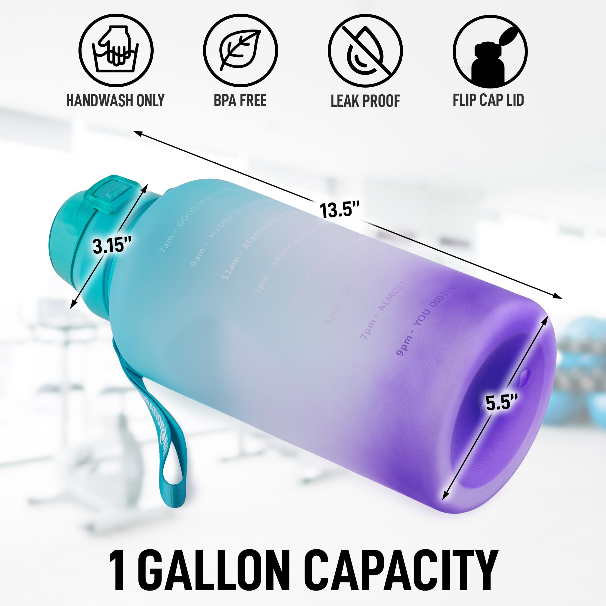 Foto 2 | Botella De Agua Hydration Nation 1.2 L Con 3 Tapas De Acero Inoxidable - Venta Internacional.