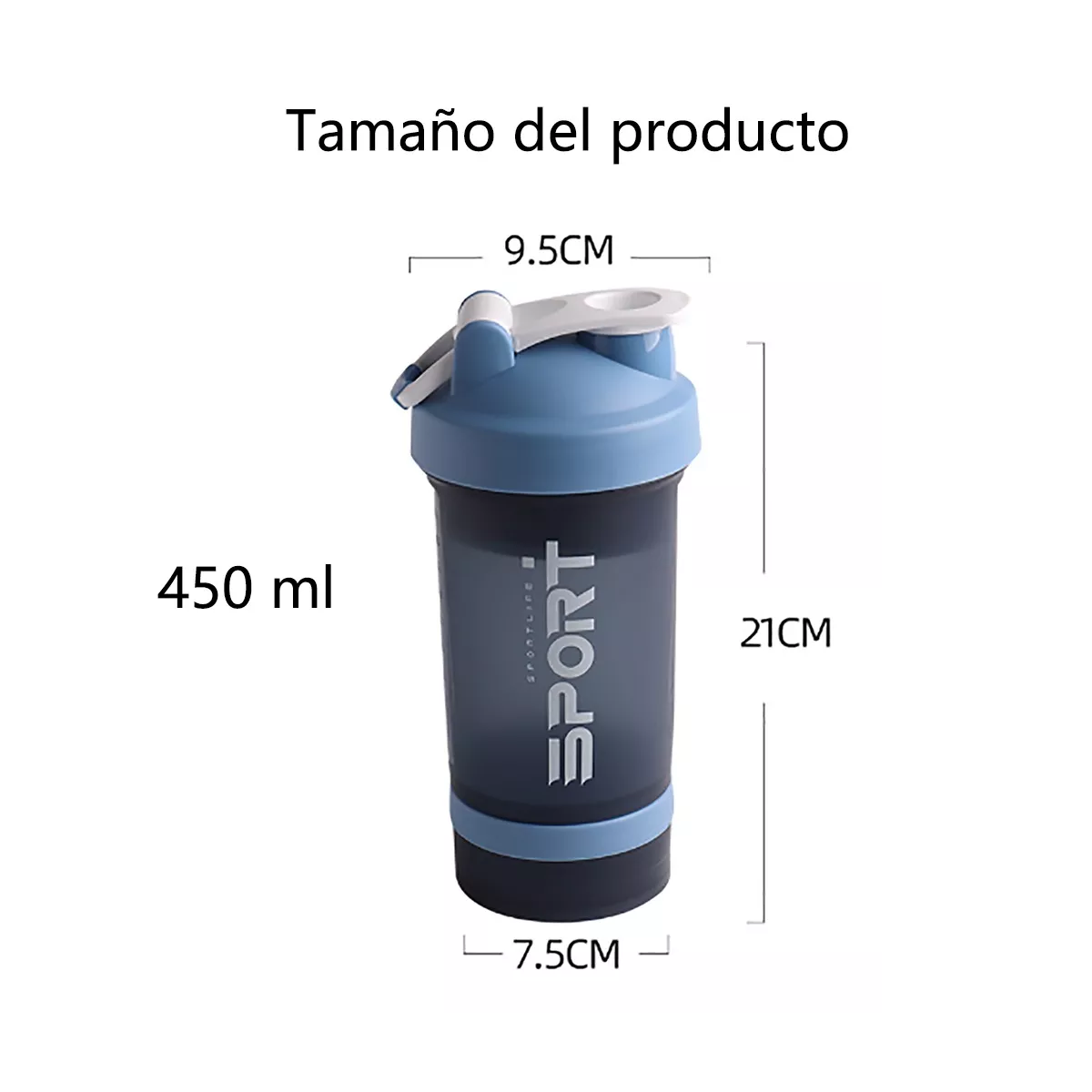 Foto 3 pulgar | Shaker Para Proteina Botella Para Gym Eo Safe Imports Esi-15435  Azul