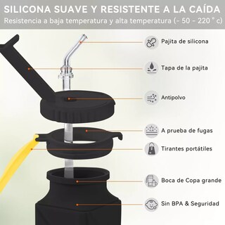 Foto 3 | 2pz Botella De Agua Plegable Eo Safe Imports Esi-15747 Negro