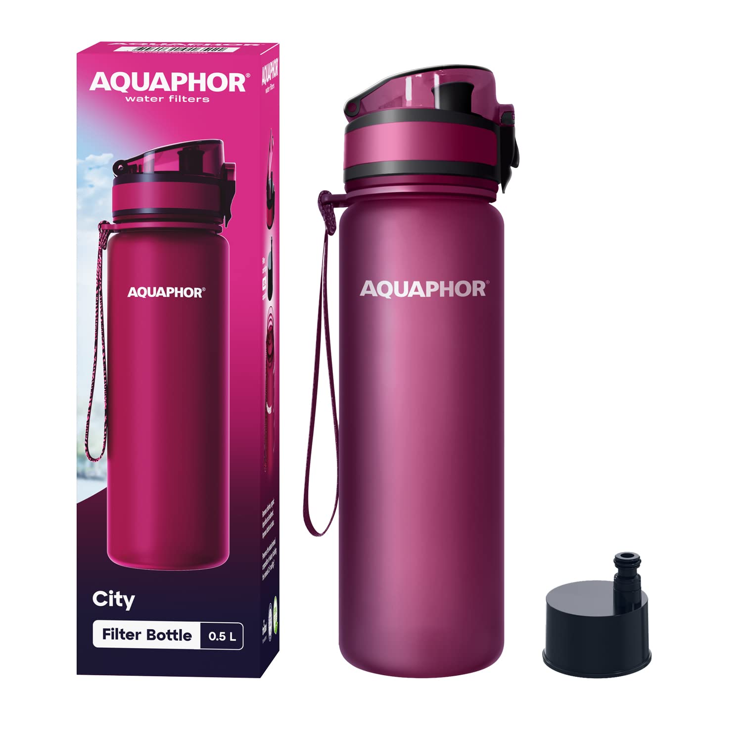 Botella De Agua Aquaphor City De 500 Ml Con Filtro De Carbón Activado - Venta Internacional.