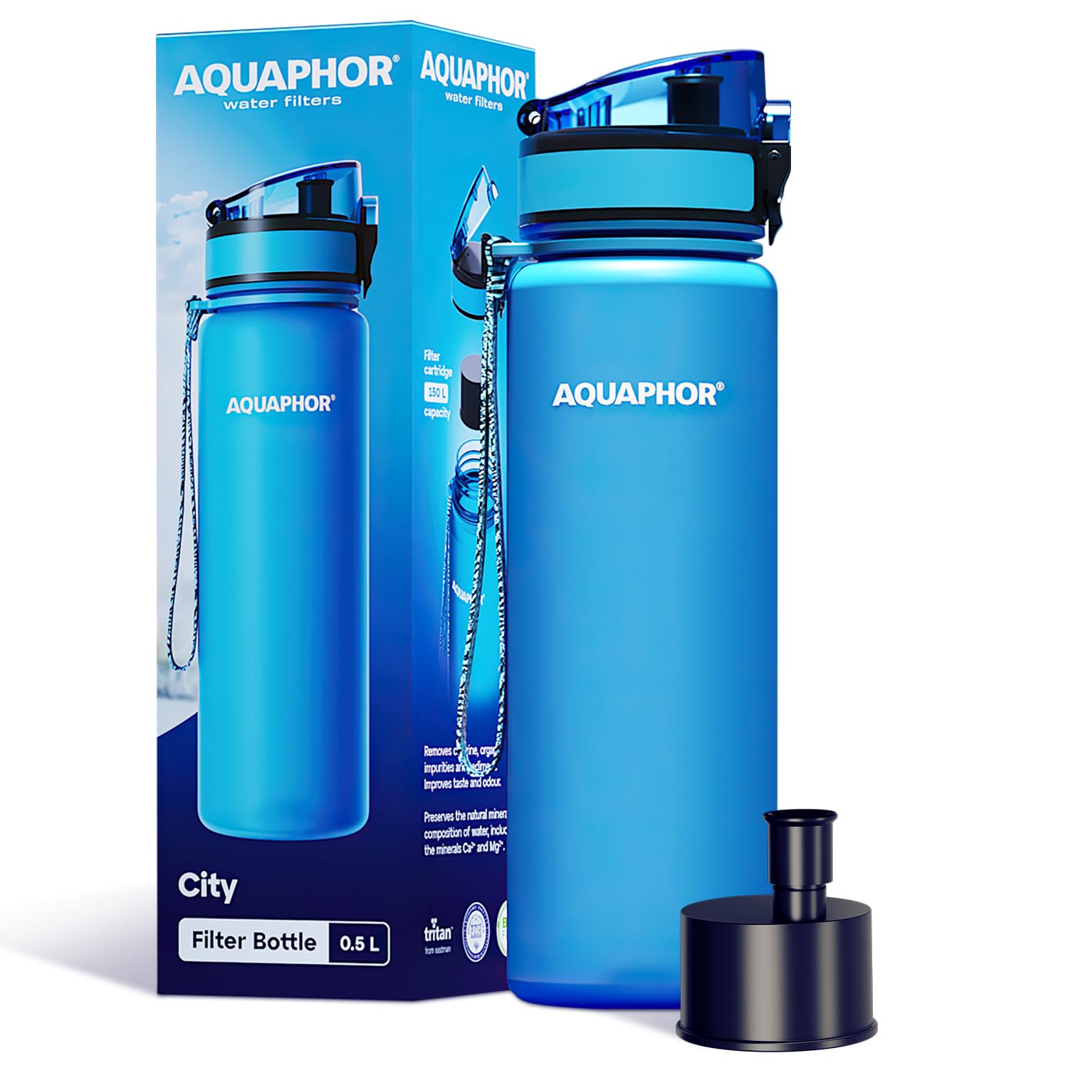 Botella De Agua Aquaphor City De 500 Ml Con Filtro De Carbón Activado - Venta Internacional.