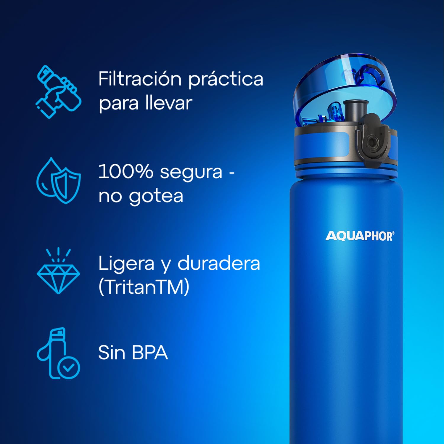 Foto 3 pulgar | Botella De Agua Aquaphor City De 500 Ml Con Filtro De Carbón Activado - Venta Internacional.