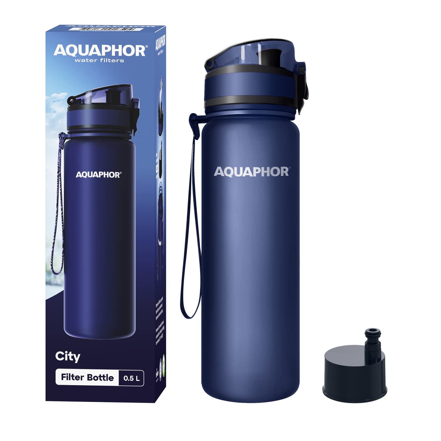 Botella De Agua Aquaphor City De 500 Ml Con Filtro De Carbón Activado - Venta Internacional.