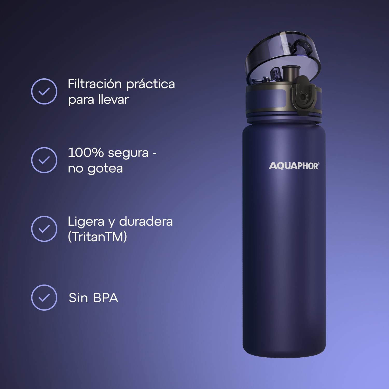 Foto 3 pulgar | Botella De Agua Aquaphor City De 500 Ml Con Filtro De Carbón Activado - Venta Internacional.