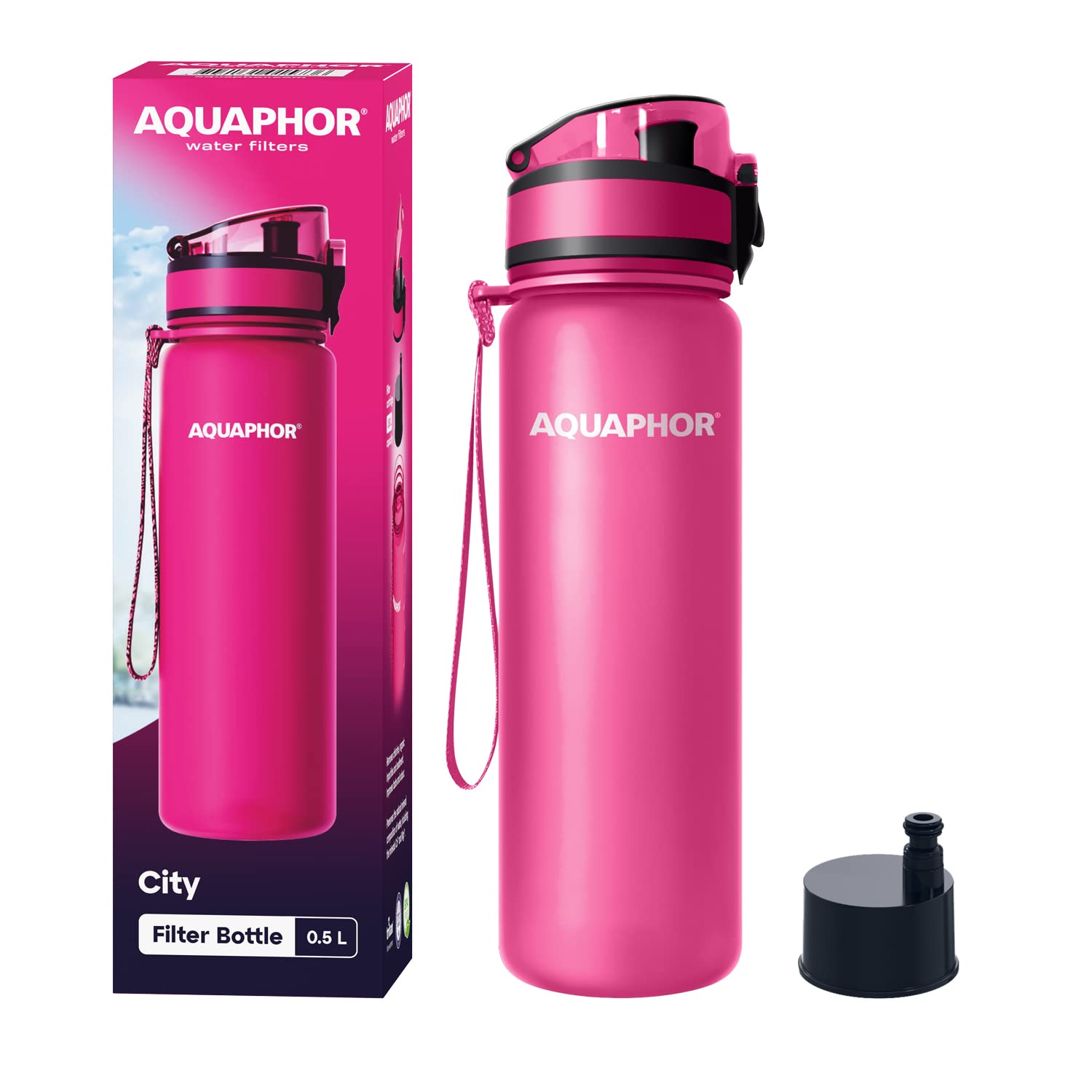 Botella De Agua Aquaphor City De 500 Ml Con Filtro De Carbón Activado - Venta Internacional. $659