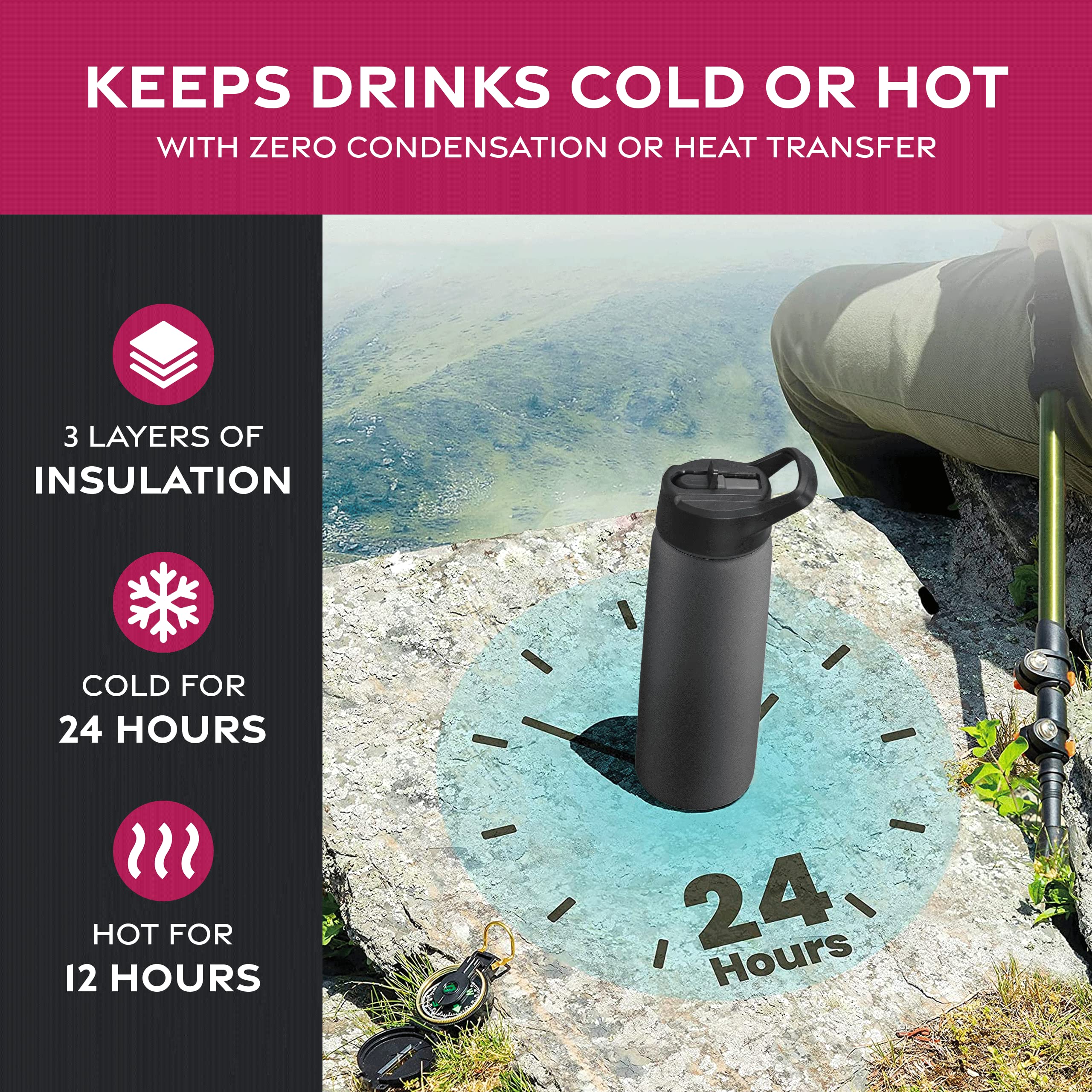 Foto 4 pulgar | Botella De Agua Finedine Con Aislamiento De Acero Inoxidable De 750 Ml - Venta Internacional.