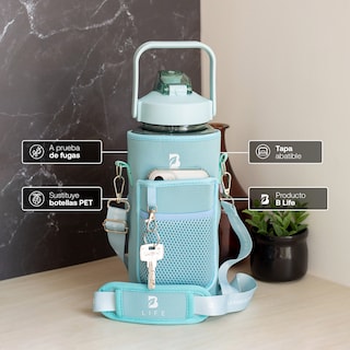 Foto 4 | Botella Para Agua Azul | 2 L | Con Funda De Neopreno | Fácil De Transportar | Botella Motivacional B Life.