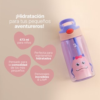 Foto 3 | Botella De Agua Para Niños | 473 Ml | Con Accesorios Y Correa | Botella Peluchina | B Life.